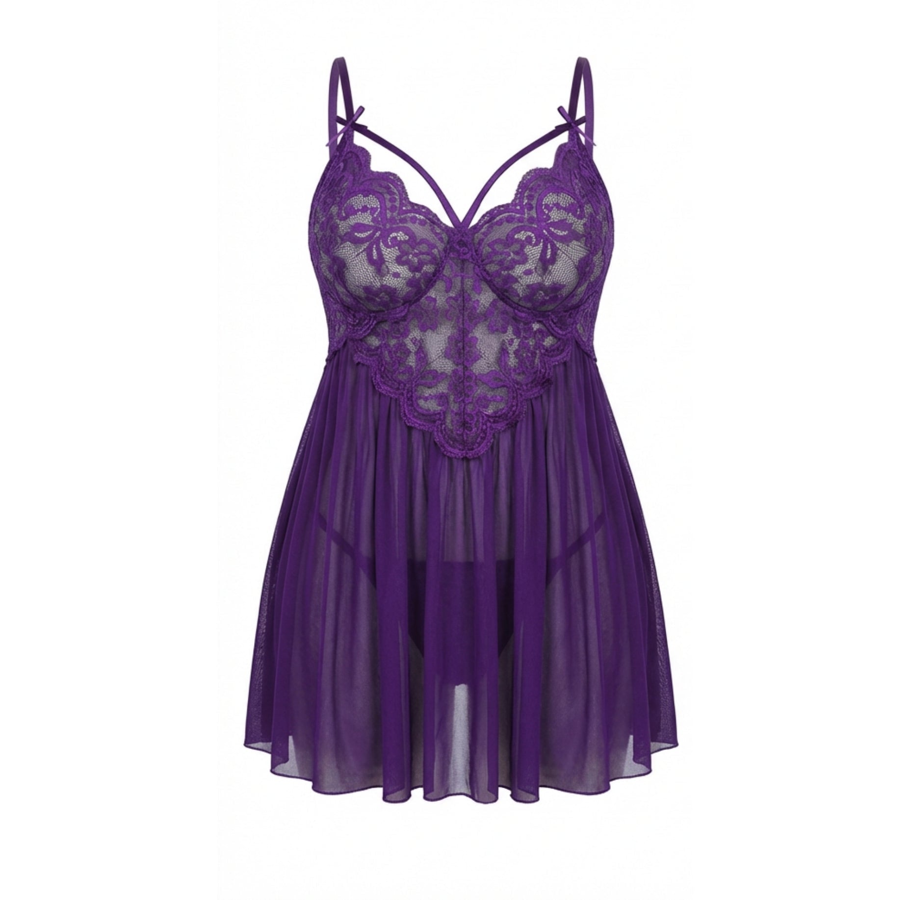 Plus Size Lace Babydoll With Pleated Mesh Skirt | Luxury Lingerie Set AR UNIVERSAL Plus Size Lace Babydoll With Pleated Mesh Skirt | Luxury Lingerie Set AR UNIVERSAL