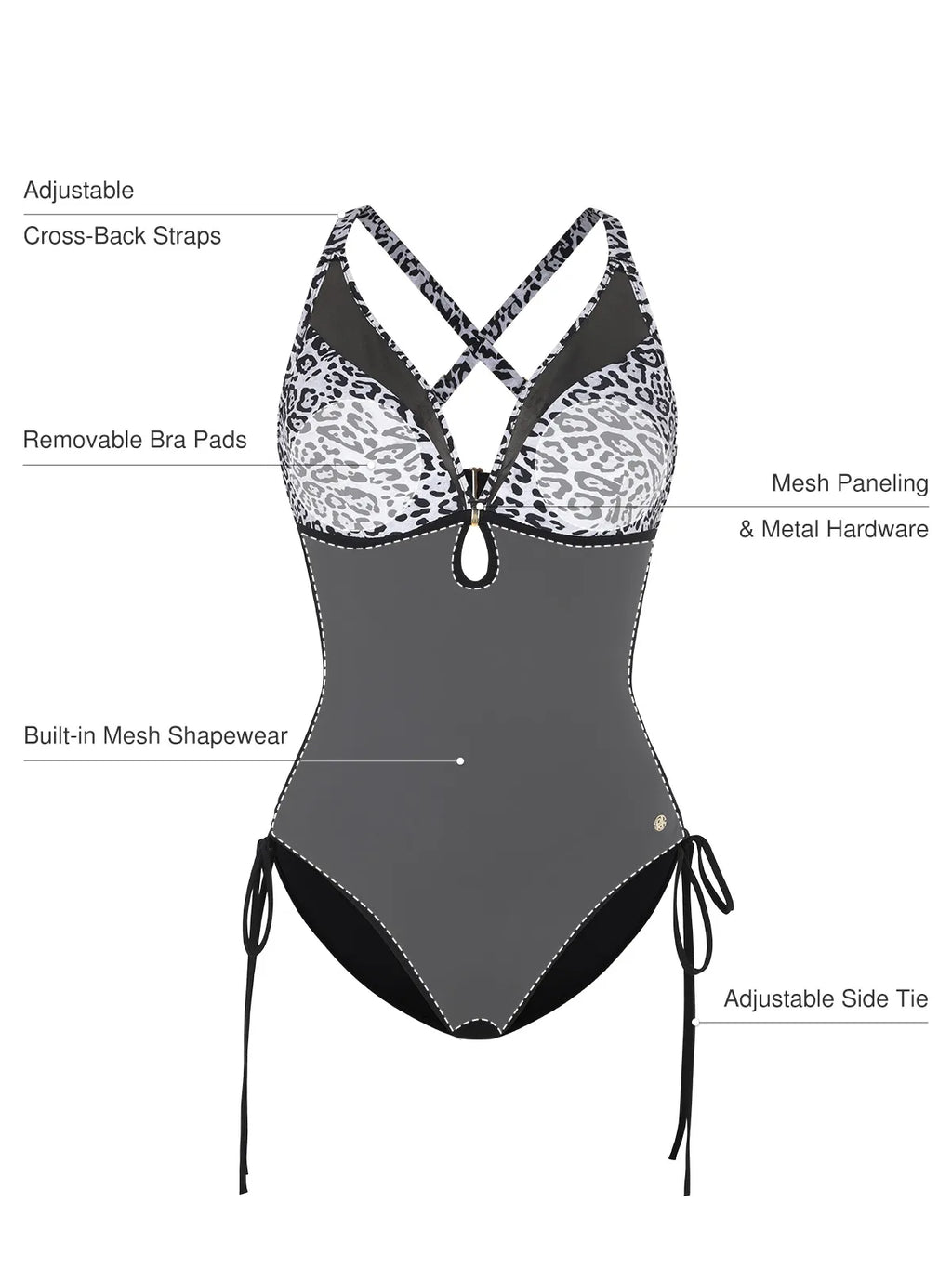 AR UNIVERSAL Mesh Inset Tie-Side Sculpting One-Piece Swimsuit swimwear