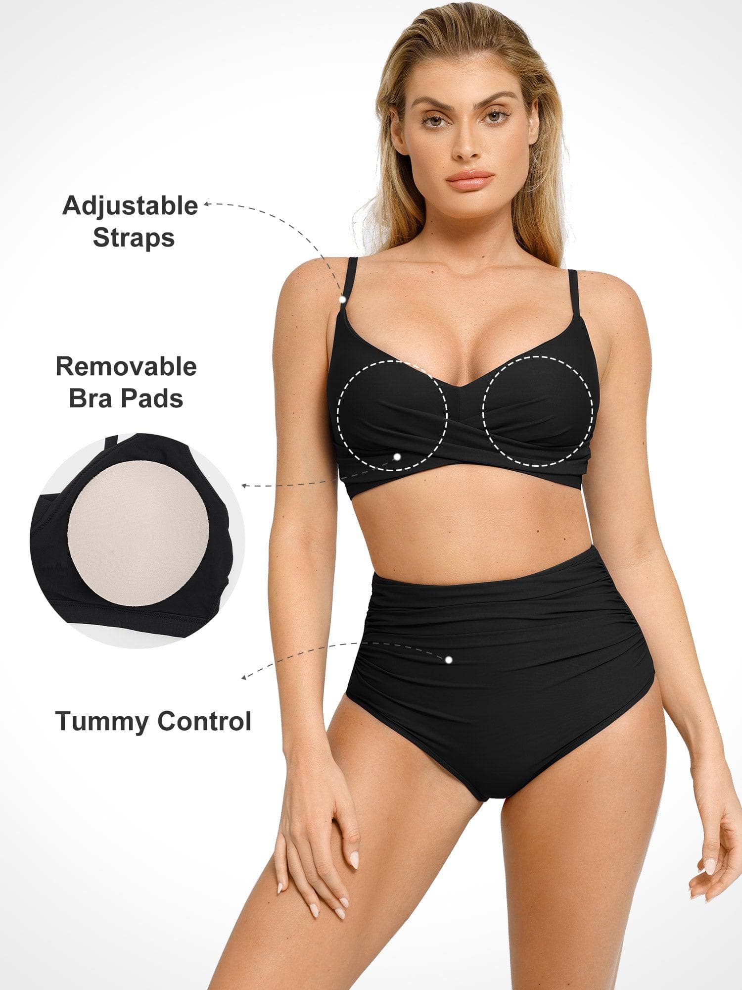 AR UNIVERSAL Ruched Bikini Top and Bottom Bundle swimwear
