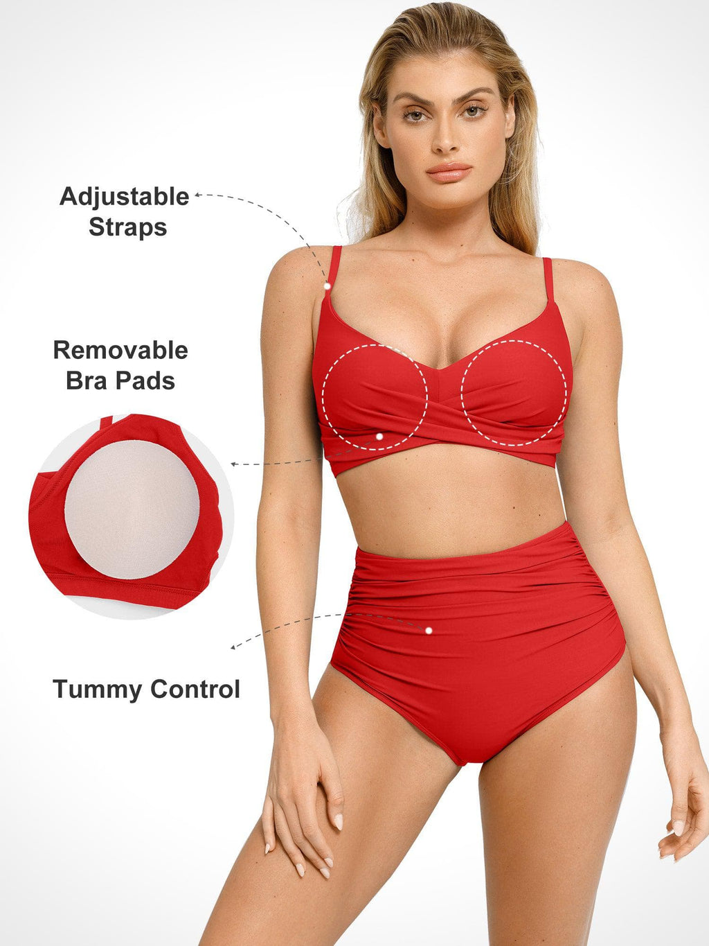 AR UNIVERSAL Ruched Bikini Top and Bottom Bundle swimwear