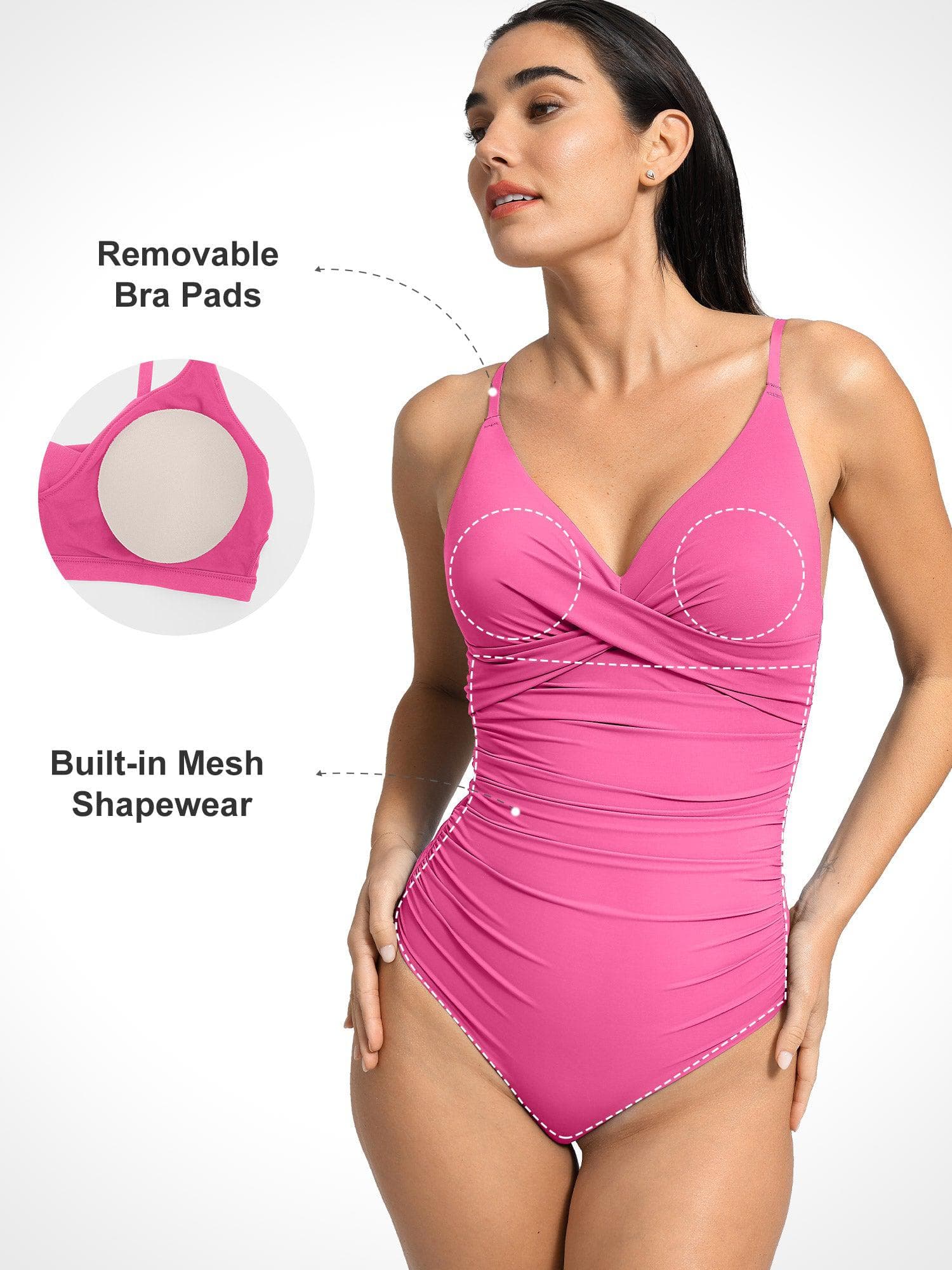 AR UNIVERSAL Ruched Cross-Front Sculpting One-Piece Swimsuit swimwear