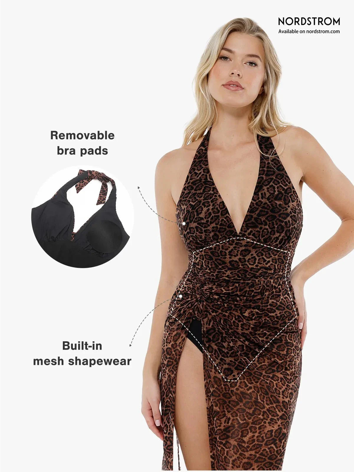 AR UNIVERSAL Halter Tummy Control Swimsuit and Cover-Up Set swimwear