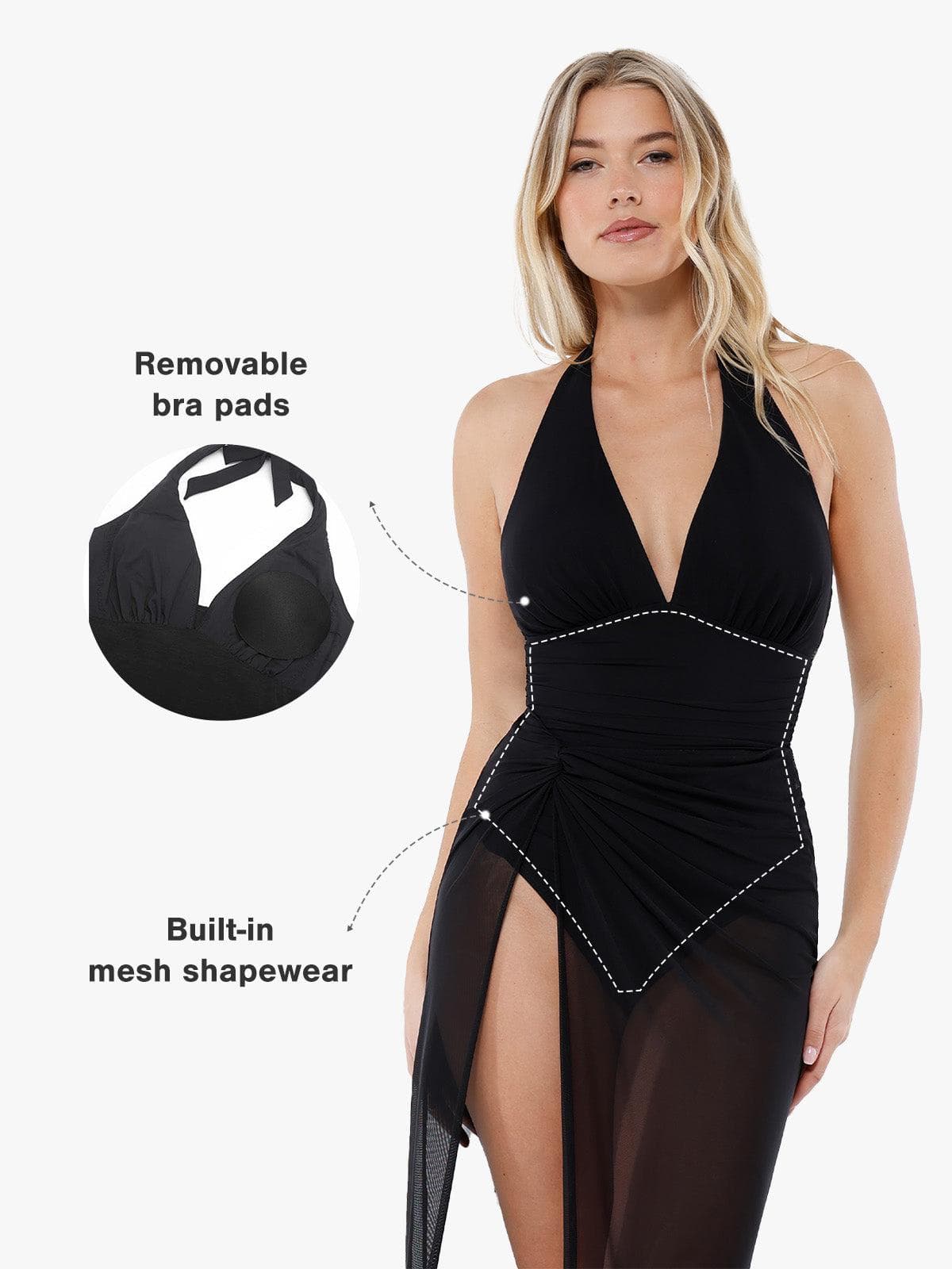 AR UNIVERSAL Halter Tummy Control Swimsuit and Cover-Up Set swimwear