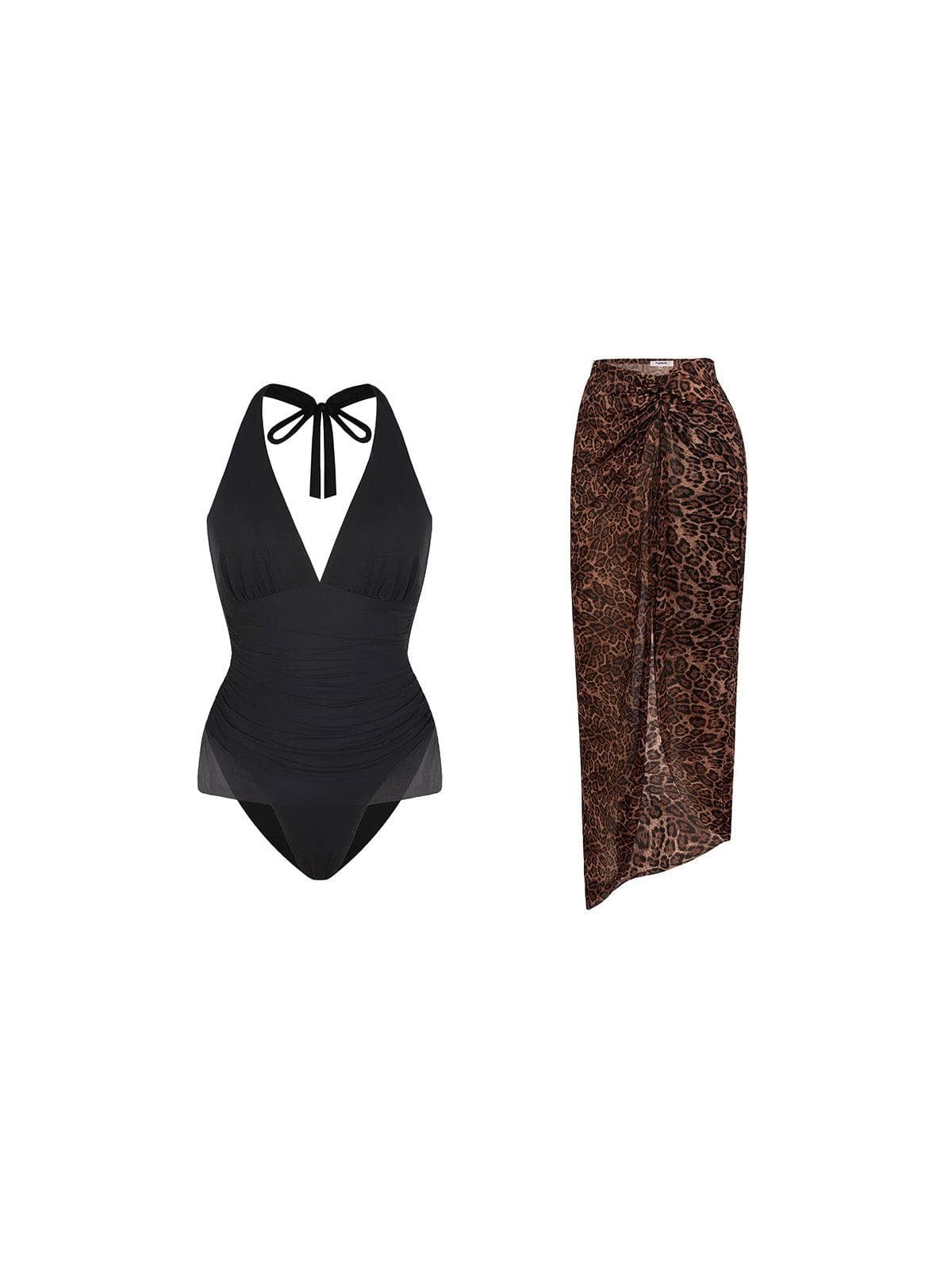 AR UNIVERSAL Halter Tummy Control Swimsuit and Cover-Up Set swimwear