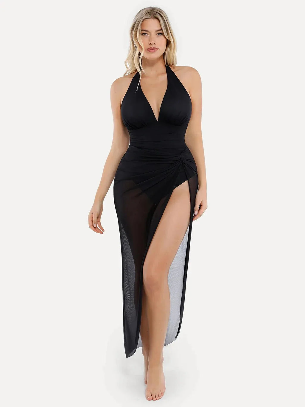 AR UNIVERSAL Halter Tummy Control Swimsuit and Cover-Up Set swimwear