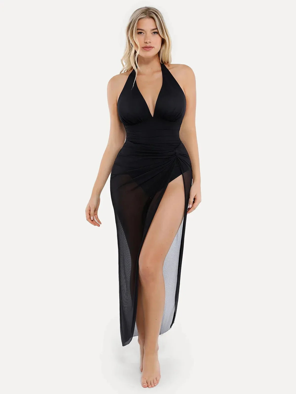 AR UNIVERSAL Halter Tummy Control Swimsuit and Cover-Up Set swimwear