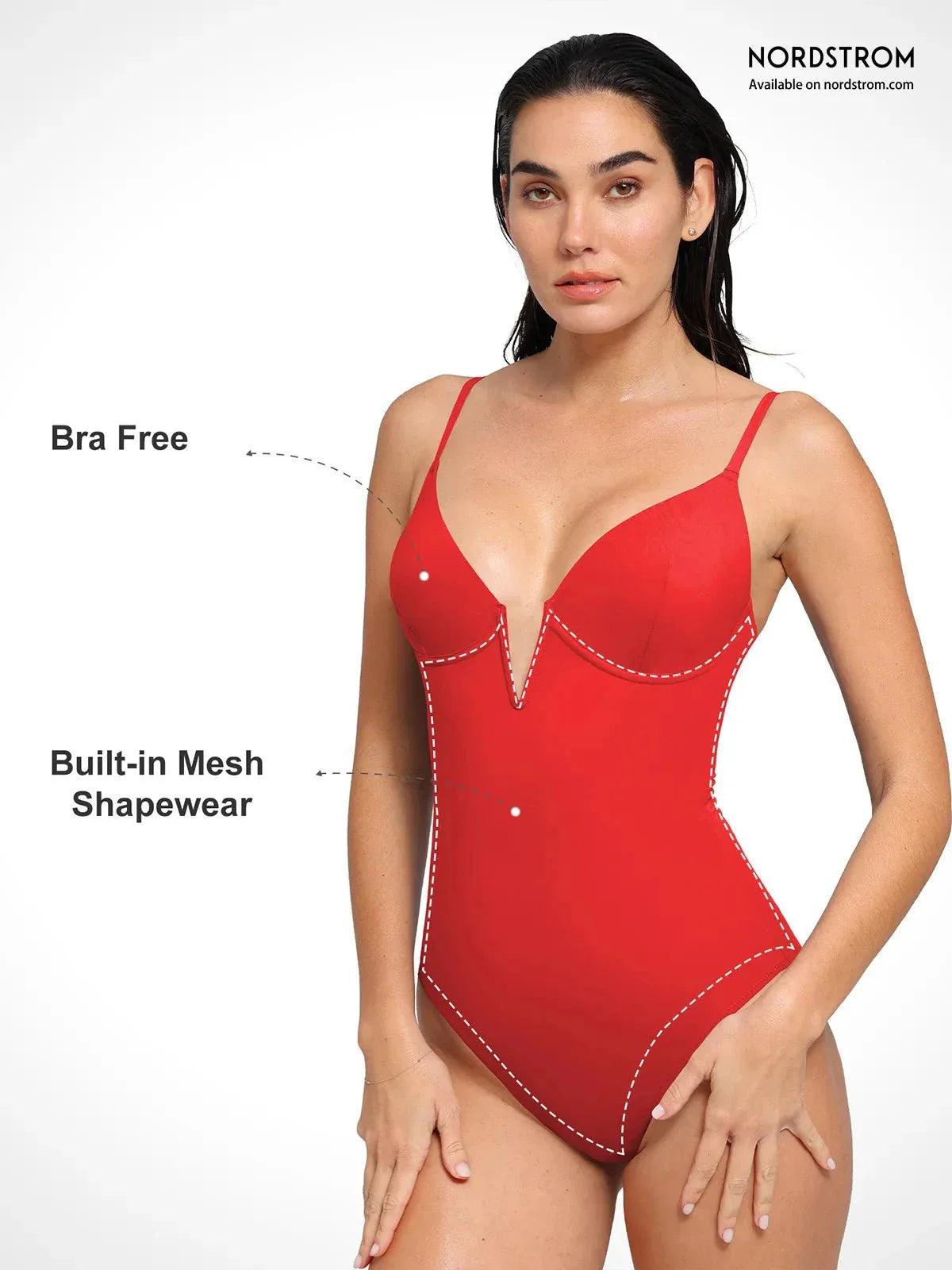 AR UNIVERSAL Plunging V Slimming One-Piece Swimsuit swimwear