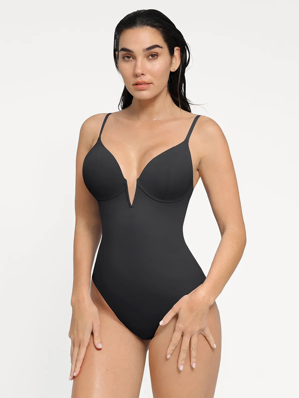 AR UNIVERSAL Plunging V Slimming One-Piece Swimsuit swimwear
