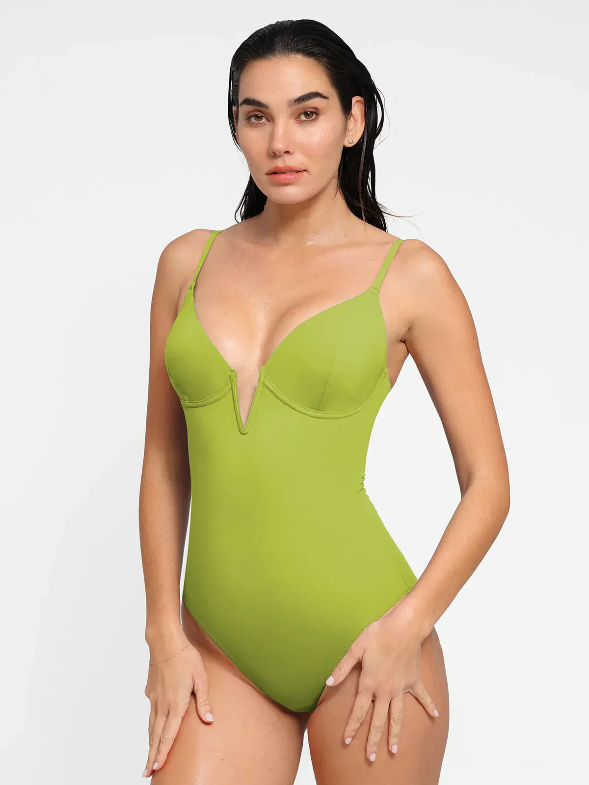 AR UNIVERSAL Plunging V Slimming One-Piece Swimsuit swimwear