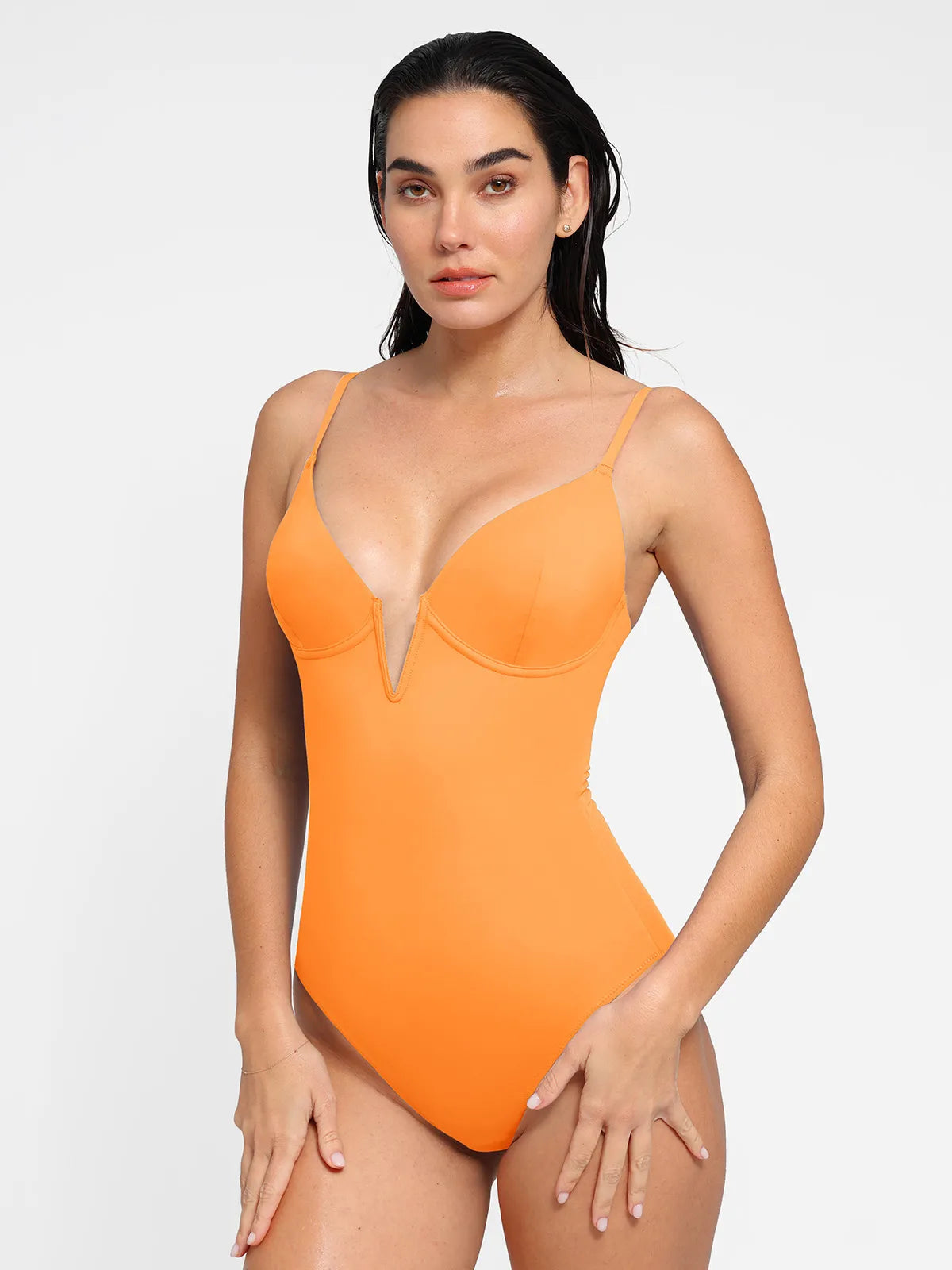 AR UNIVERSAL Plunging V Slimming One-Piece Swimsuit swimwear