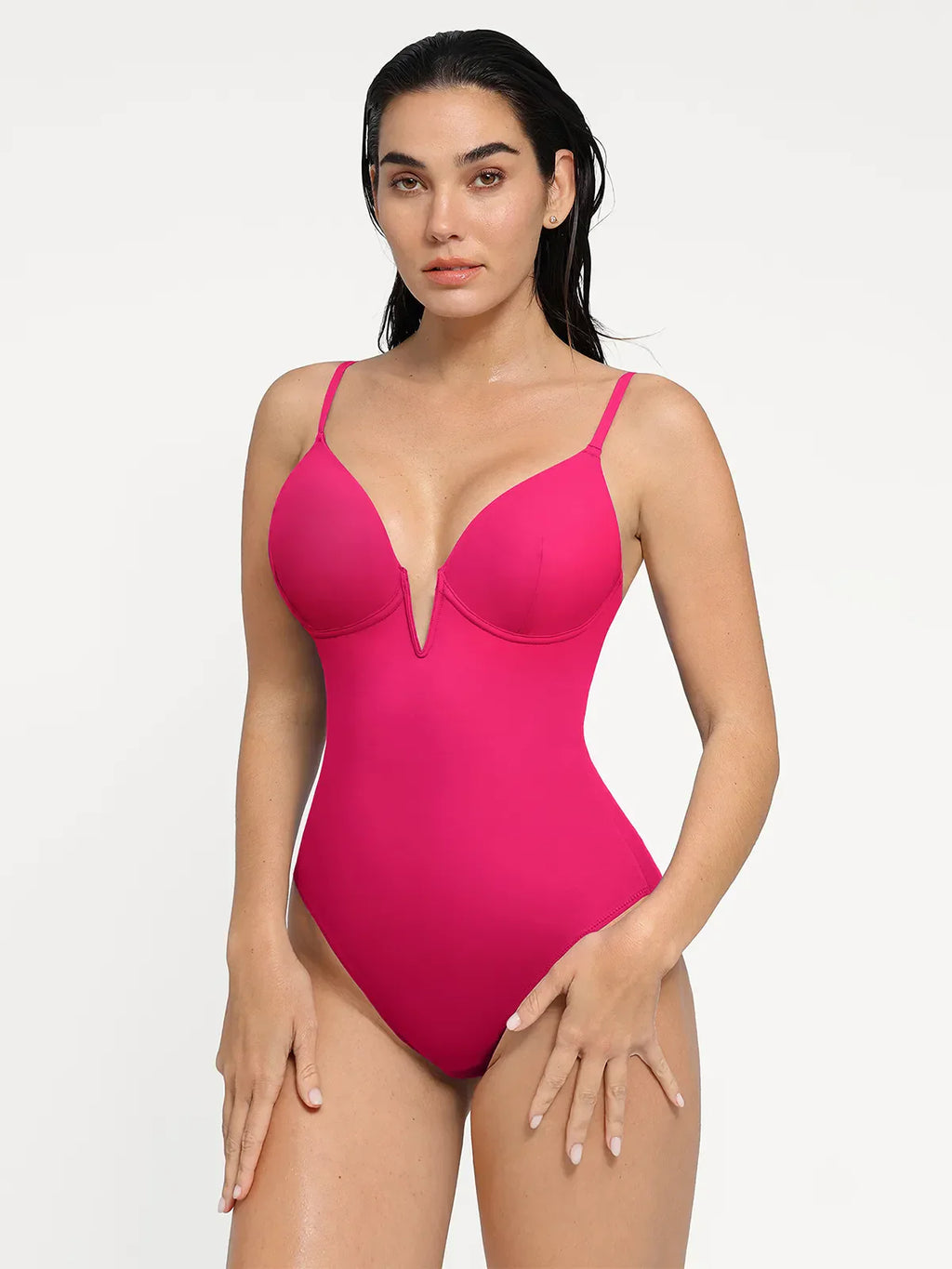 AR UNIVERSAL Plunging V Slimming One-Piece Swimsuit swimwear