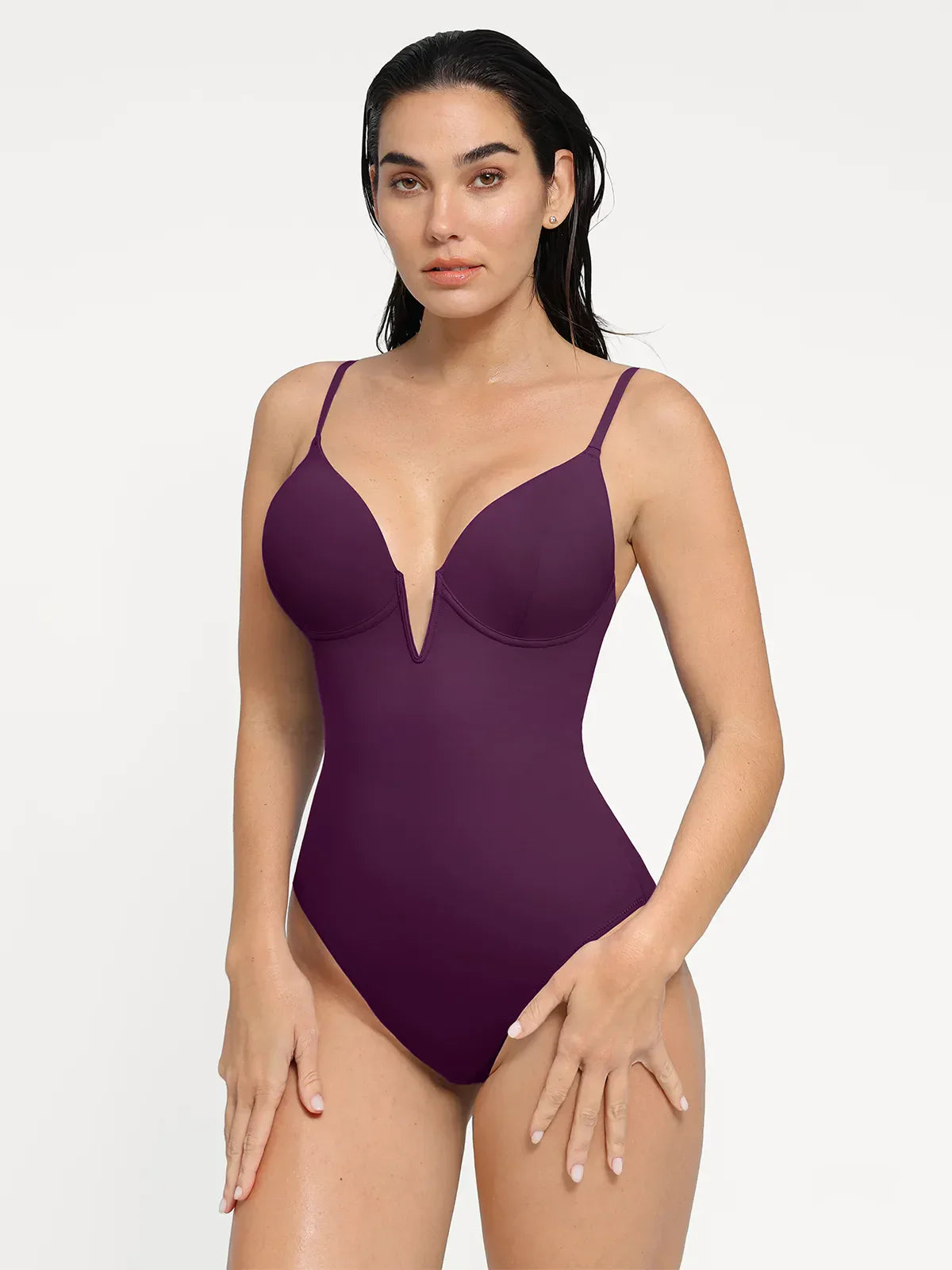 AR UNIVERSAL Plunging V Slimming One-Piece Swimsuit swimwear