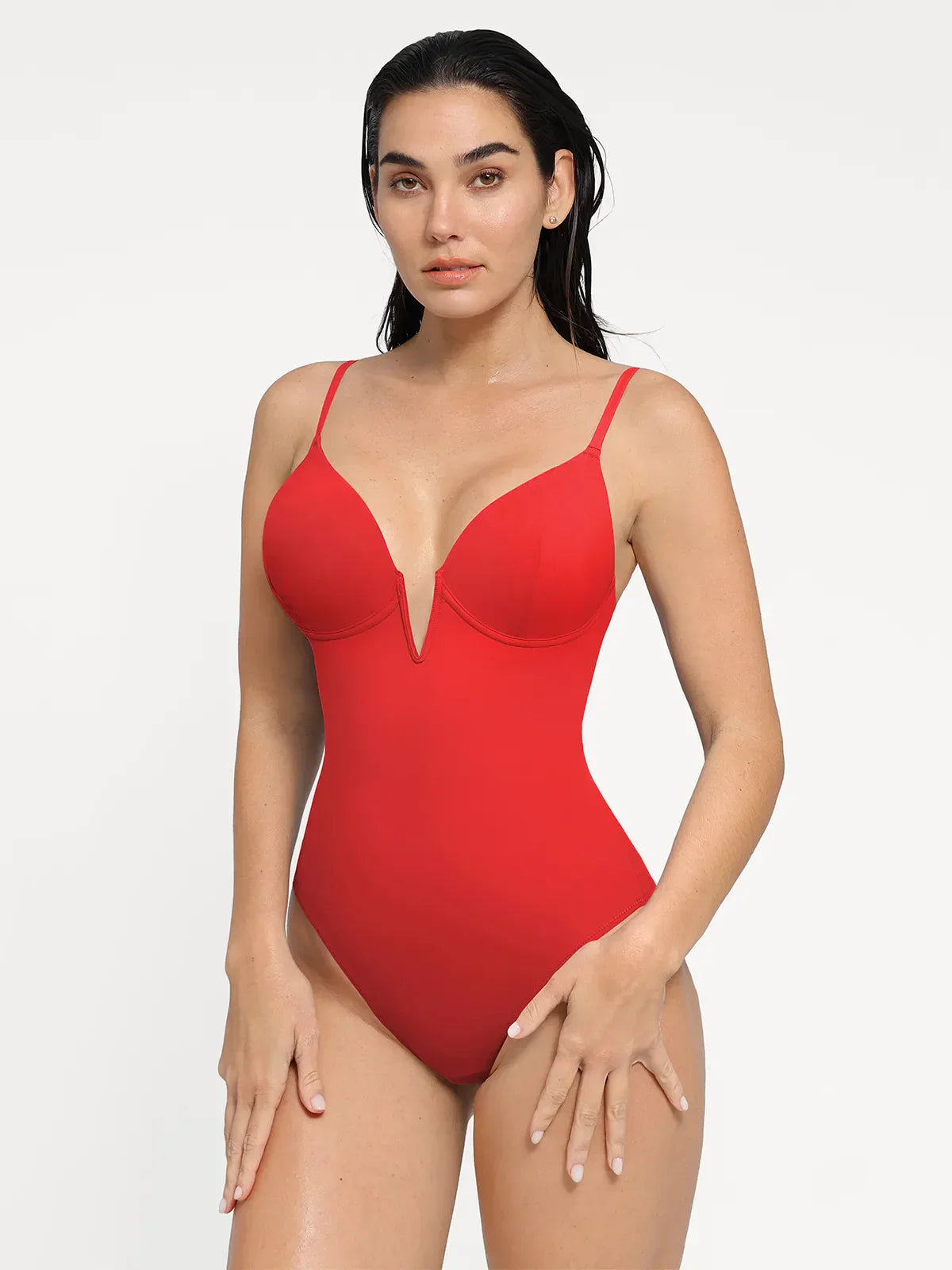AR UNIVERSAL Plunging V Slimming One-Piece Swimsuit swimwear