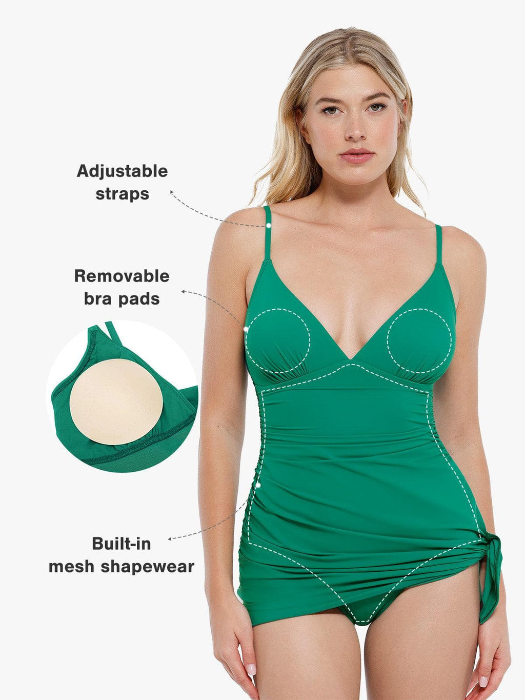 AR UNIVERSAL Ruched Convertible One-Piece Swimsuit swimwear