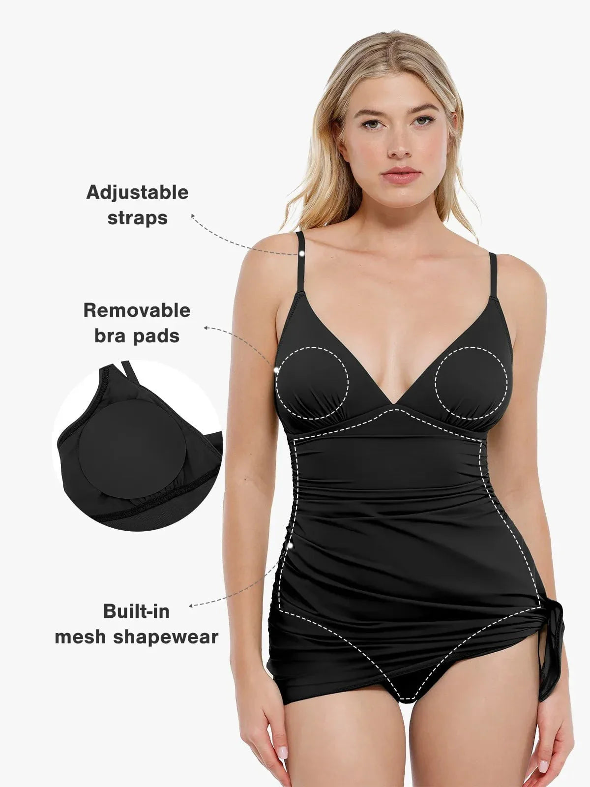 AR UNIVERSAL Ruched Convertible One-Piece Swimsuit swimwear