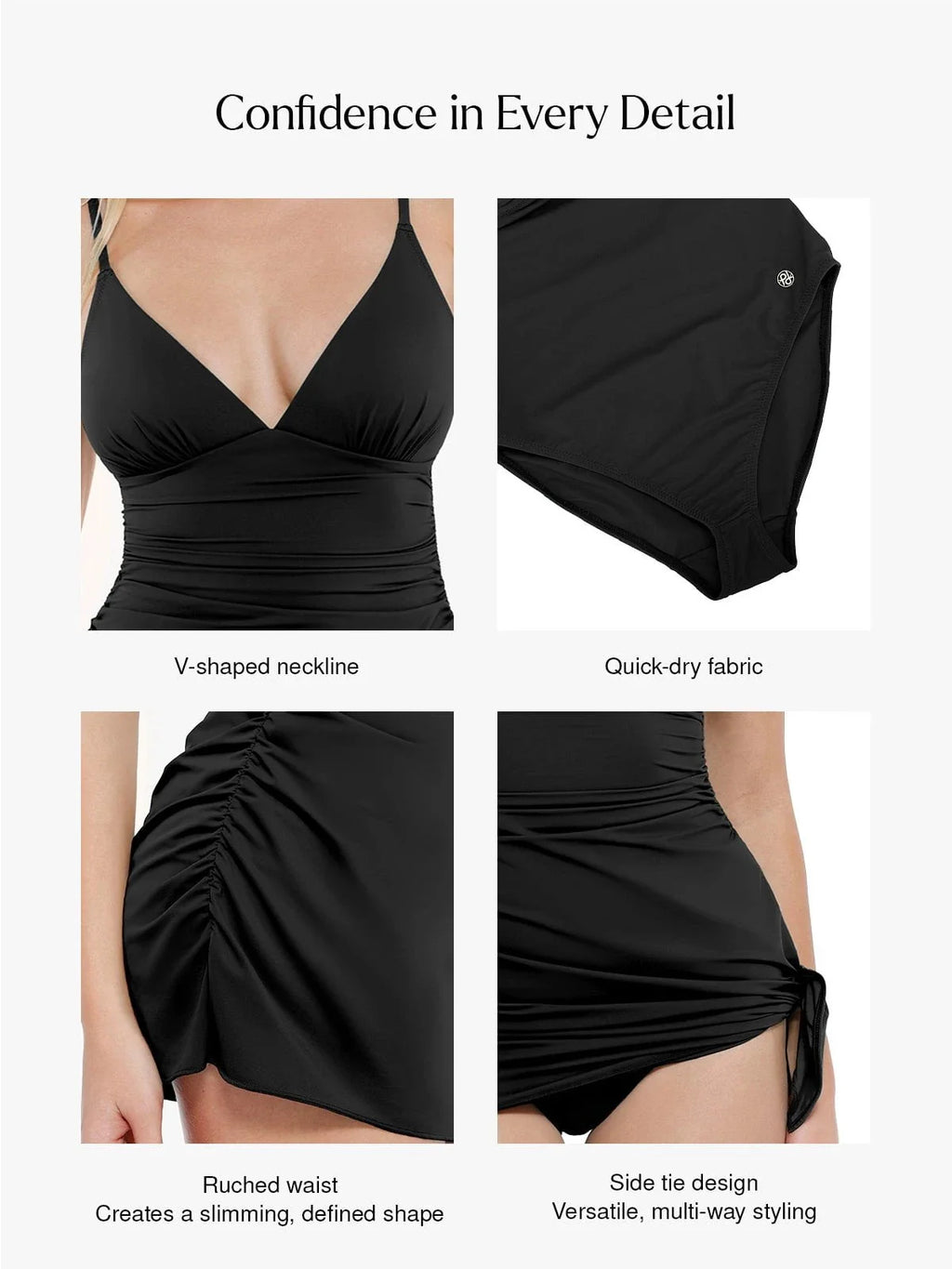 AR UNIVERSAL Ruched Convertible One-Piece Swimsuit swimwear