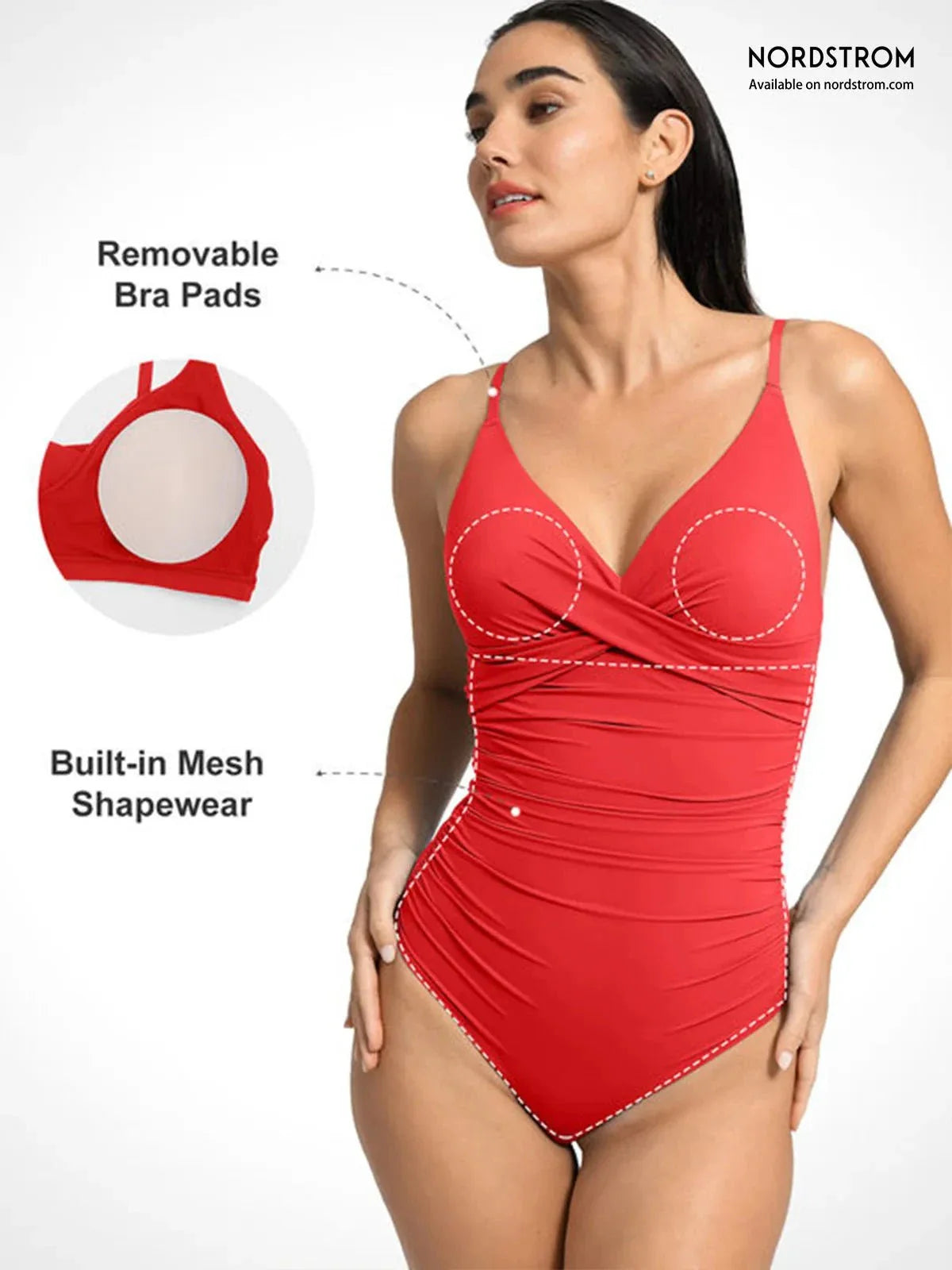 AR UNIVERSAL Ruched Cross-Front Sculpting One-Piece Swimsuit swimwear