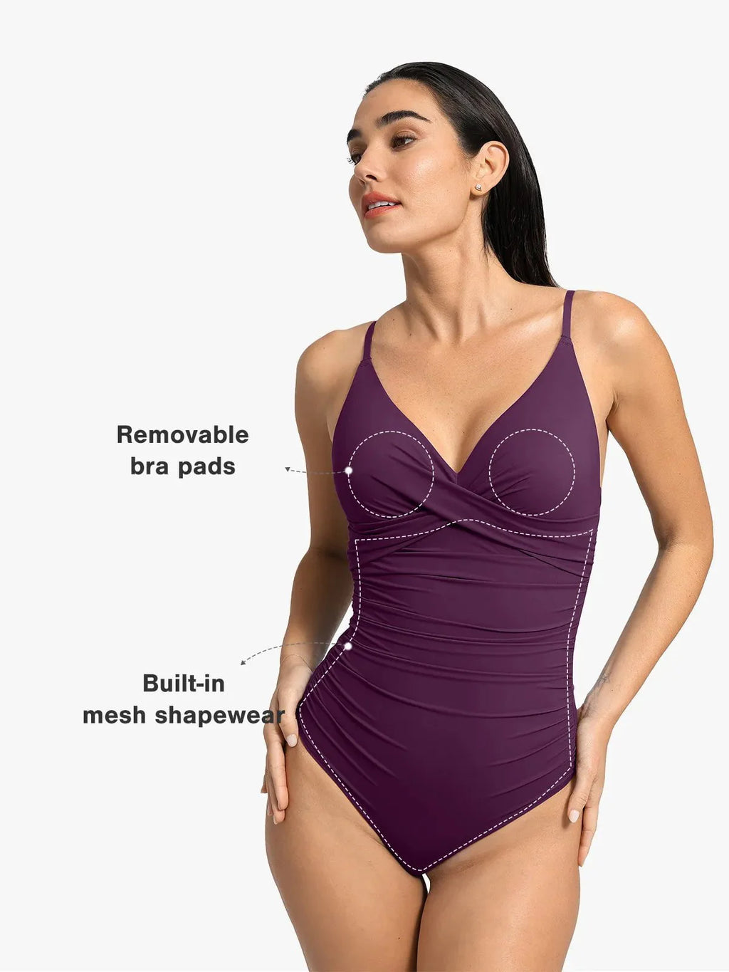 AR UNIVERSAL Ruched Cross-Front Sculpting One-Piece Swimsuit swimwear