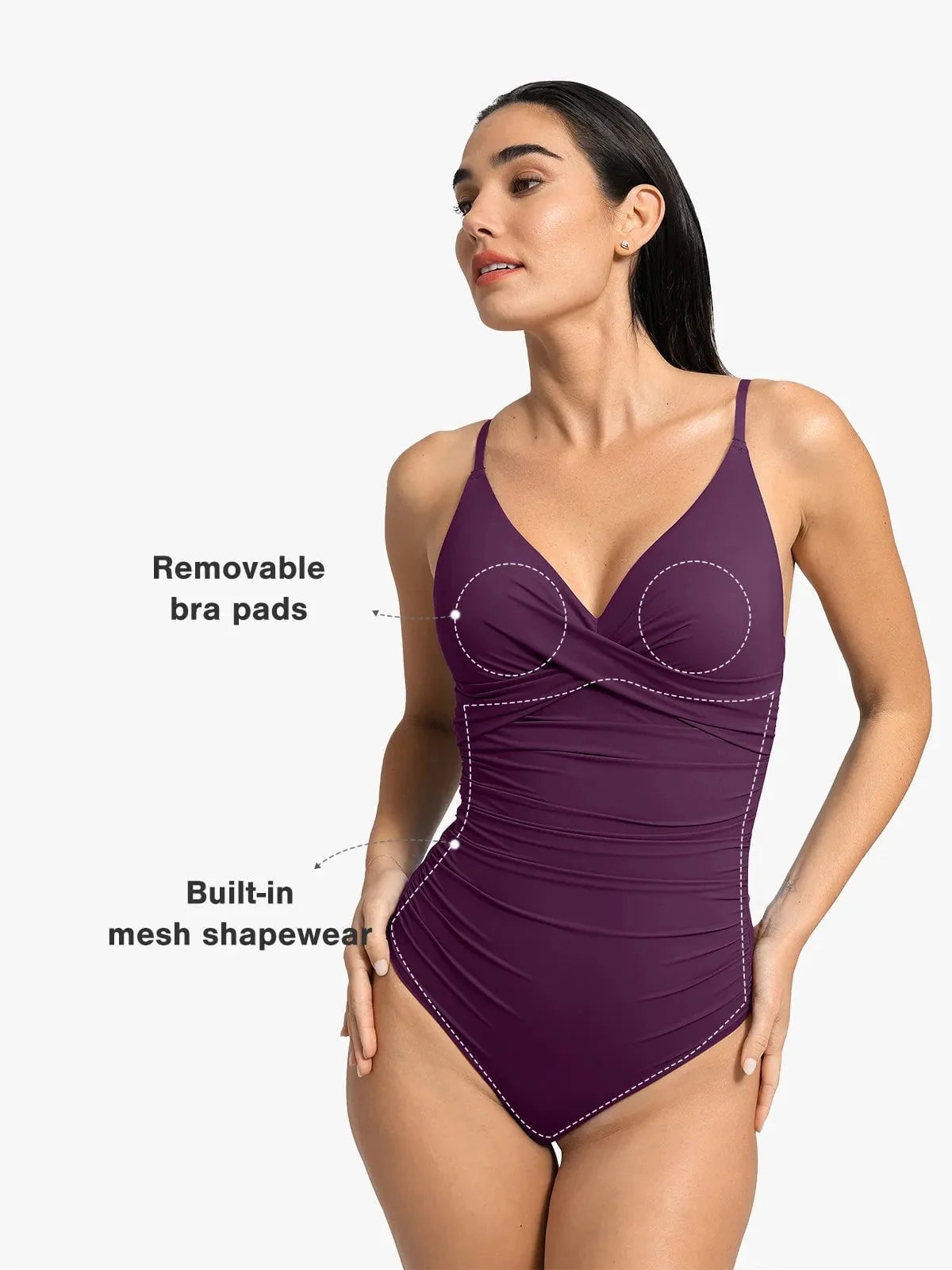 AR UNIVERSAL Ruched Cross-Front Sculpting One-Piece Swimsuit swimwear