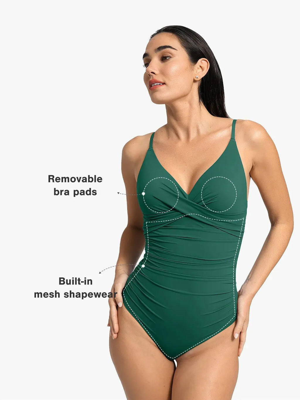 AR UNIVERSAL Ruched Cross-Front Sculpting One-Piece Swimsuit swimwear