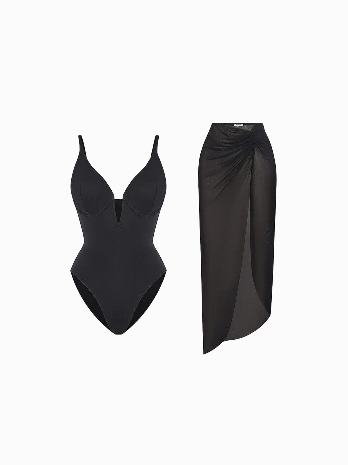 AR UNIVERSAL Slimming One-Piece Swimsuit and Mesh Coverup Set swimwear