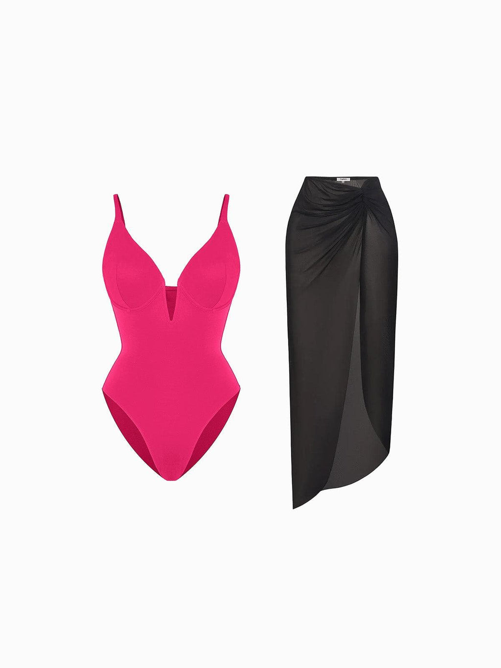 AR UNIVERSAL Slimming One-Piece Swimsuit and Mesh Coverup Set swimwear