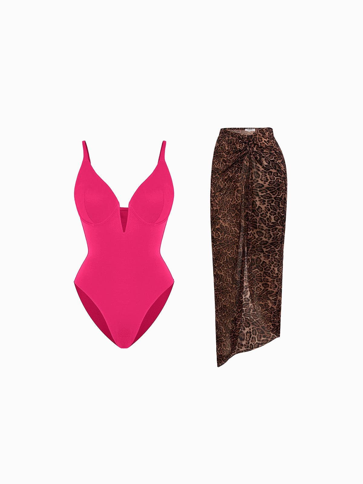AR UNIVERSAL Slimming One-Piece Swimsuit and Mesh Coverup Set swimwear