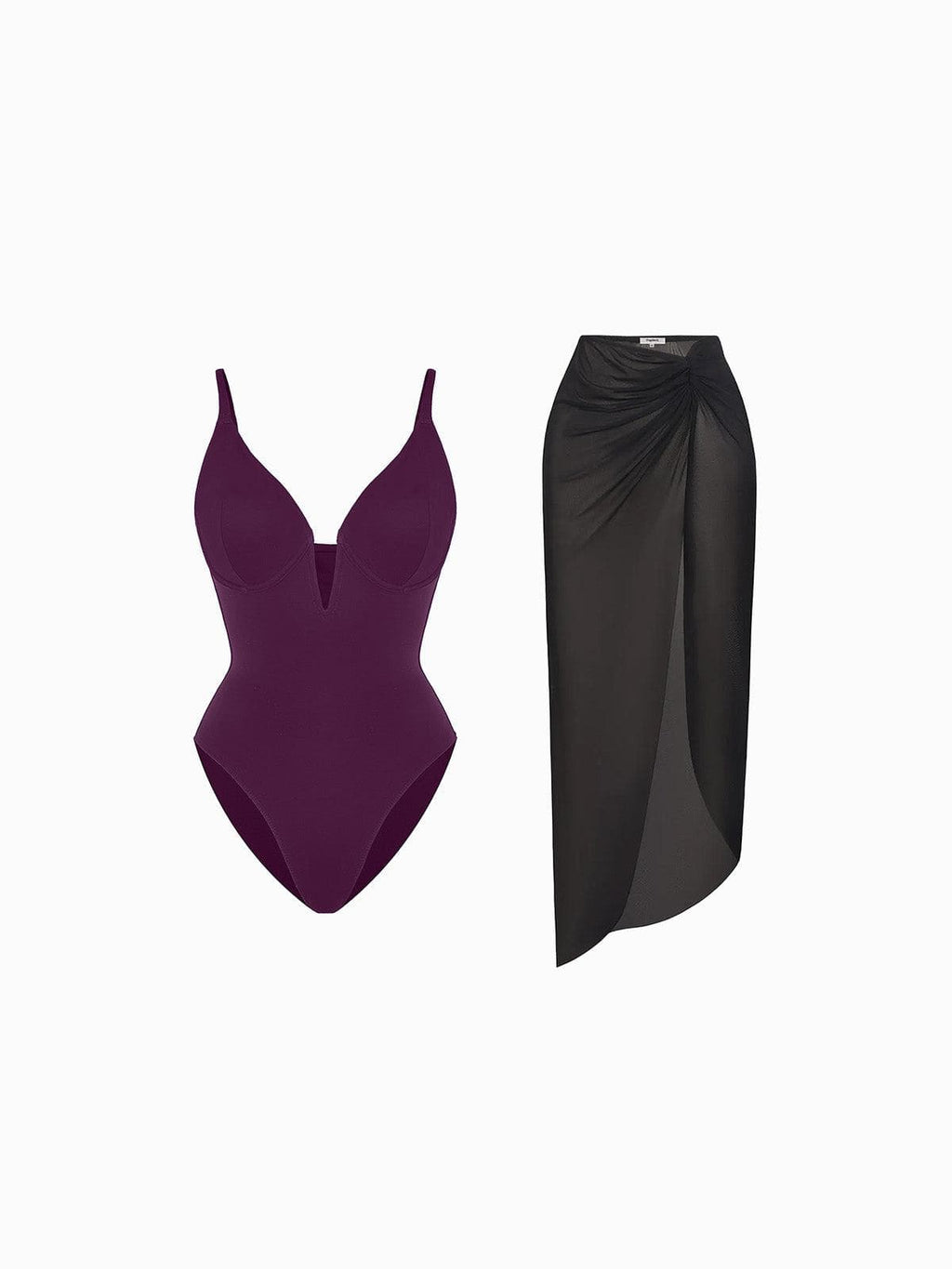 AR UNIVERSAL Slimming One-Piece Swimsuit and Mesh Coverup Set swimwear