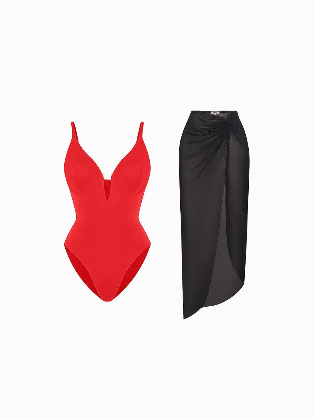 AR UNIVERSAL Slimming One-Piece Swimsuit and Mesh Coverup Set swimwear