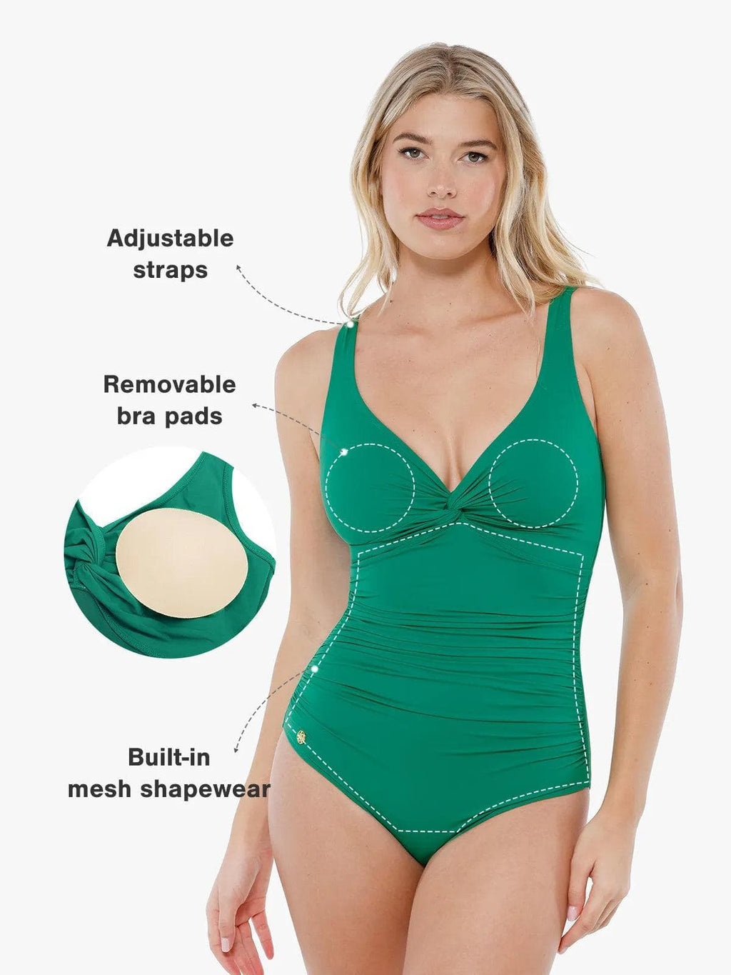 AR UNIVERSAL Solid Sculpting One-Piece Swimsuit swimwear