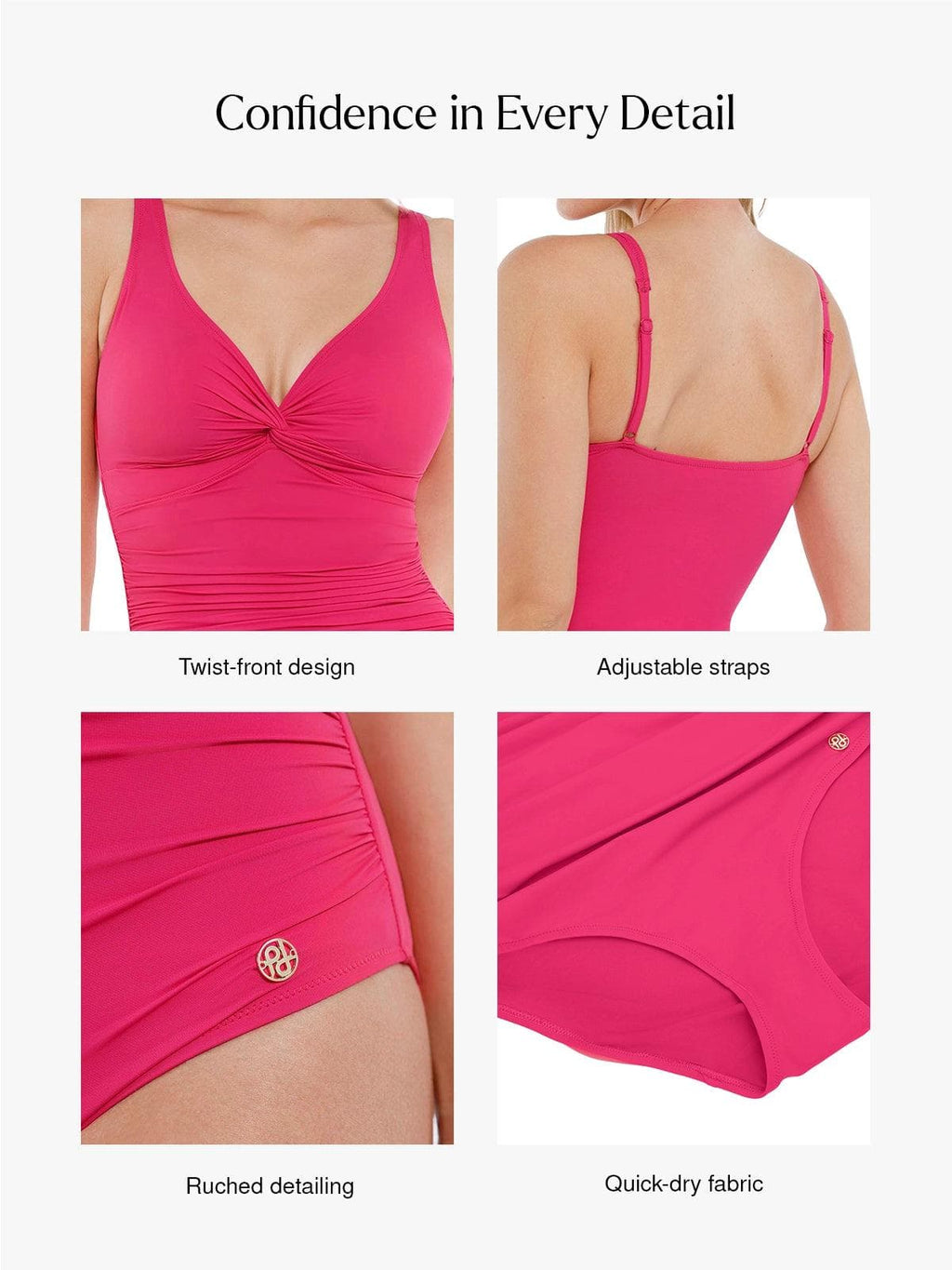 AR UNIVERSAL Solid Sculpting One-Piece Swimsuit swimwear
