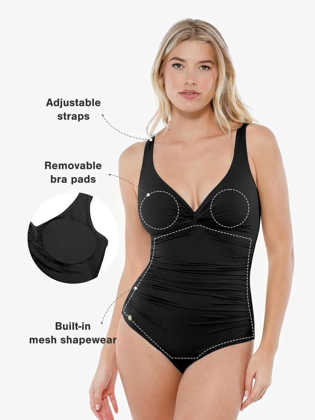 AR UNIVERSAL Solid Sculpting One-Piece Swimsuit swimwear