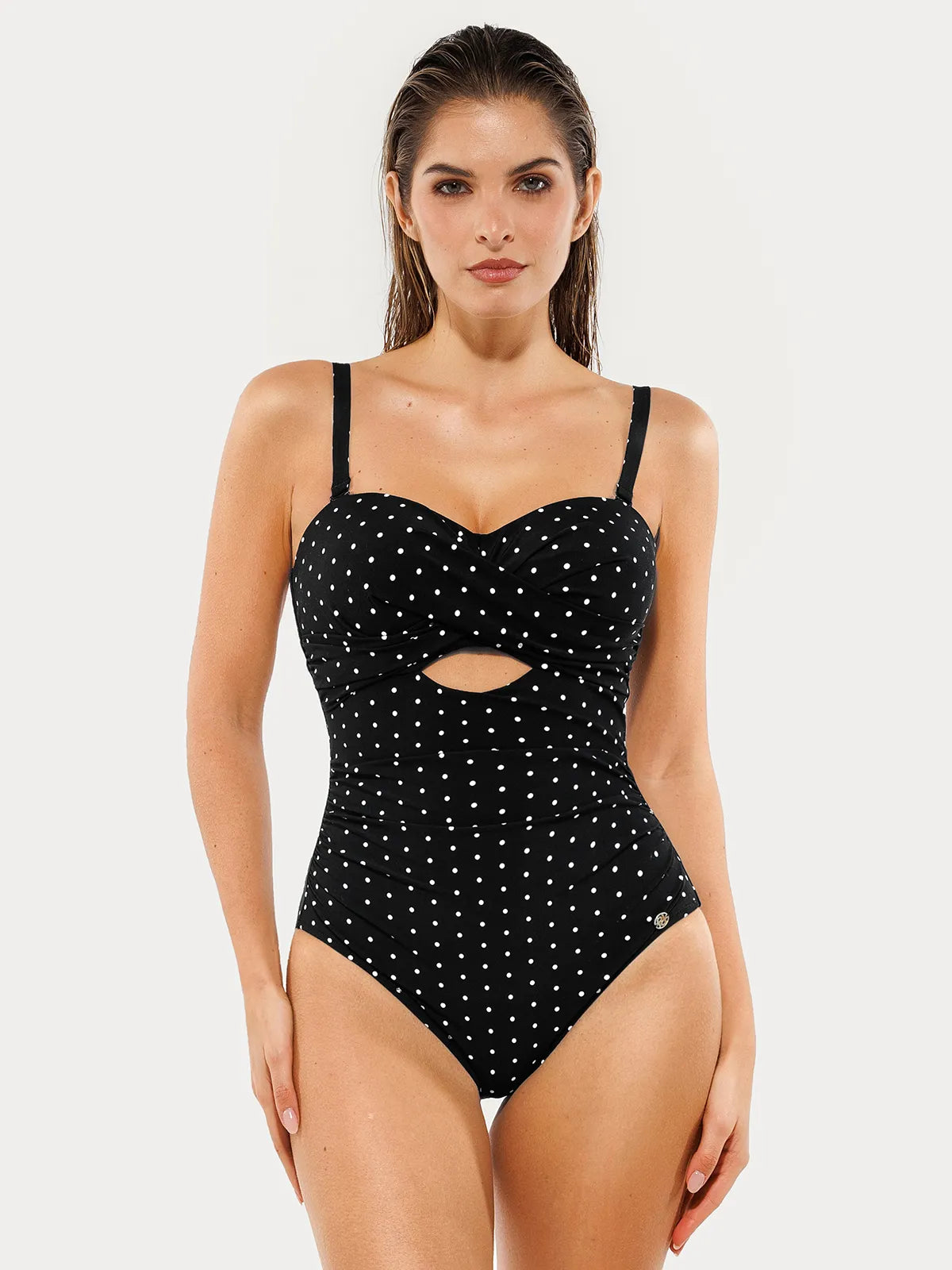 AR UNIVERSAL Twist and Shirred Sculpting One-Piece Swimsuit with Removable Straps swimwear