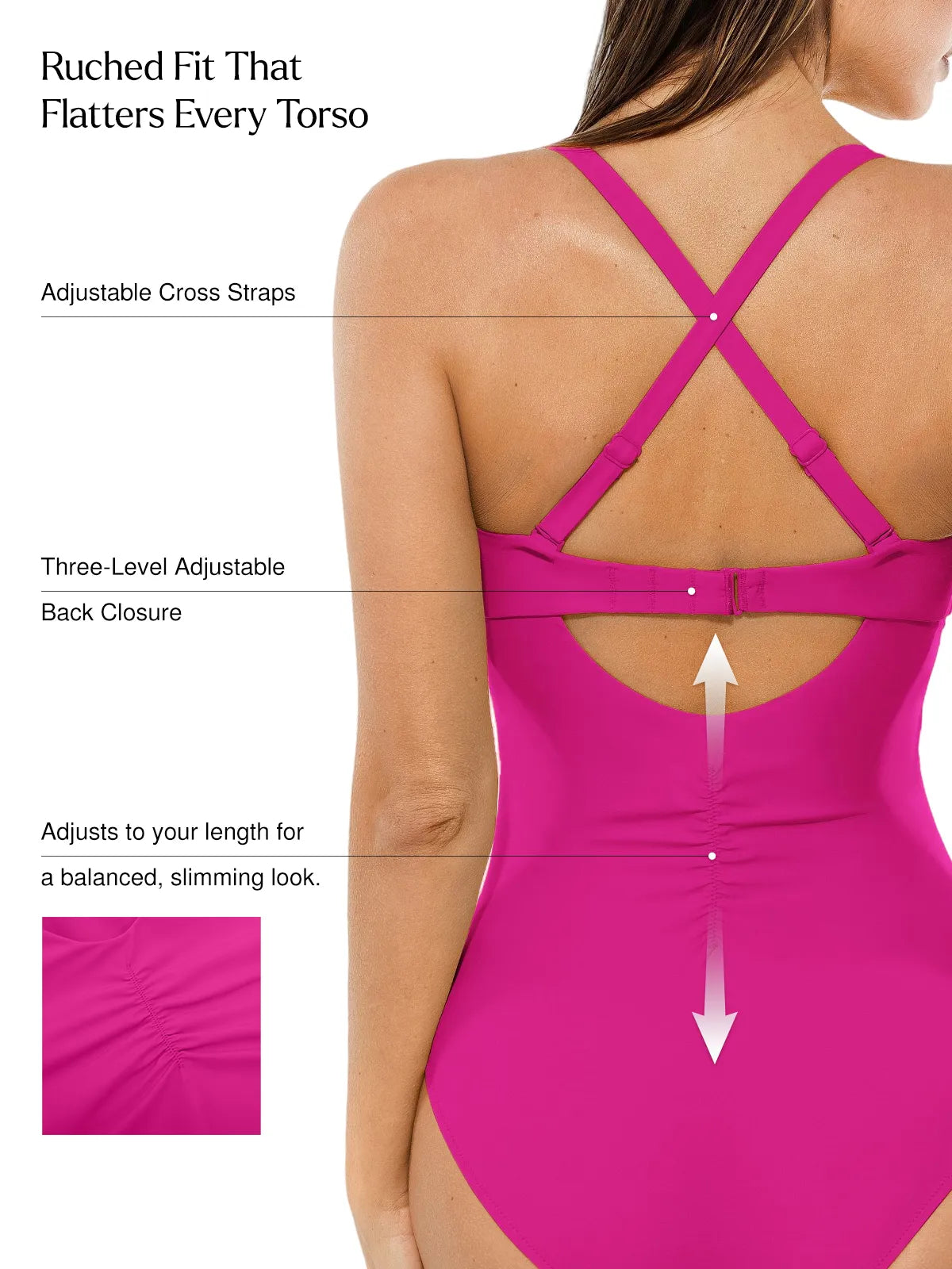 AR UNIVERSAL Twist and Shirred Sculpting One-Piece Swimsuit with Removable Straps swimwear