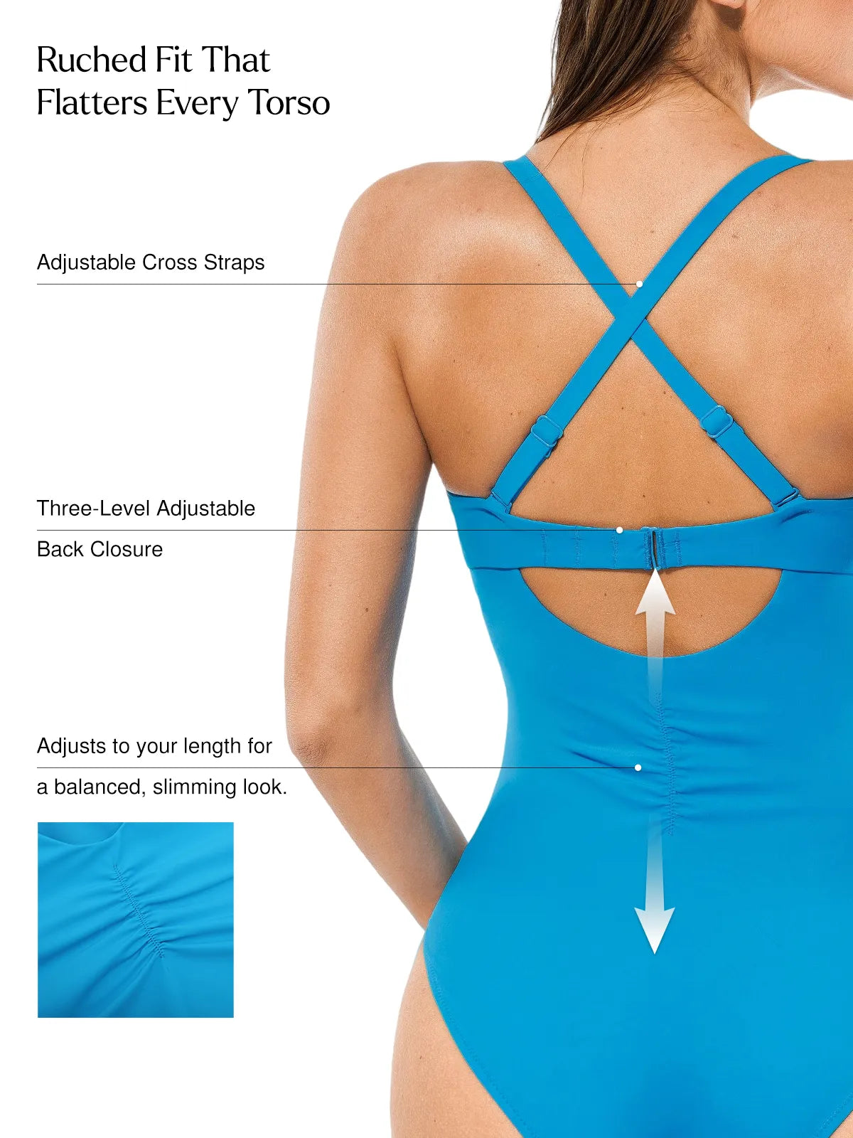 AR UNIVERSAL Twist and Shirred Sculpting One-Piece Swimsuit with Removable Straps swimwear
