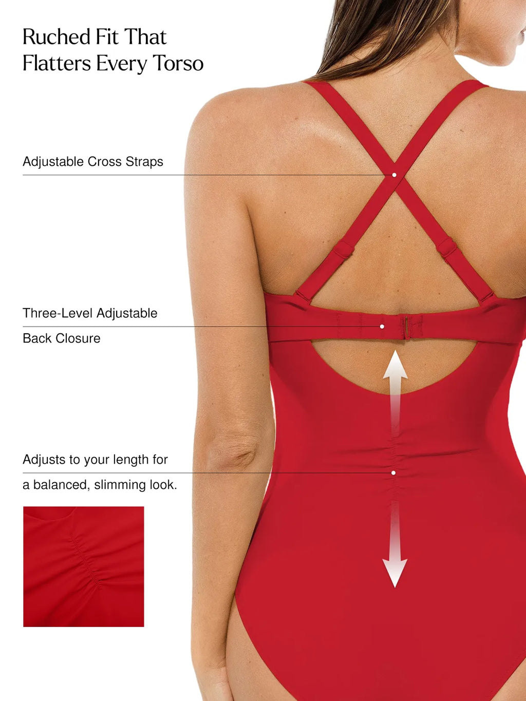 AR UNIVERSAL Twist and Shirred Sculpting One-Piece Swimsuit with Removable Straps swimwear
