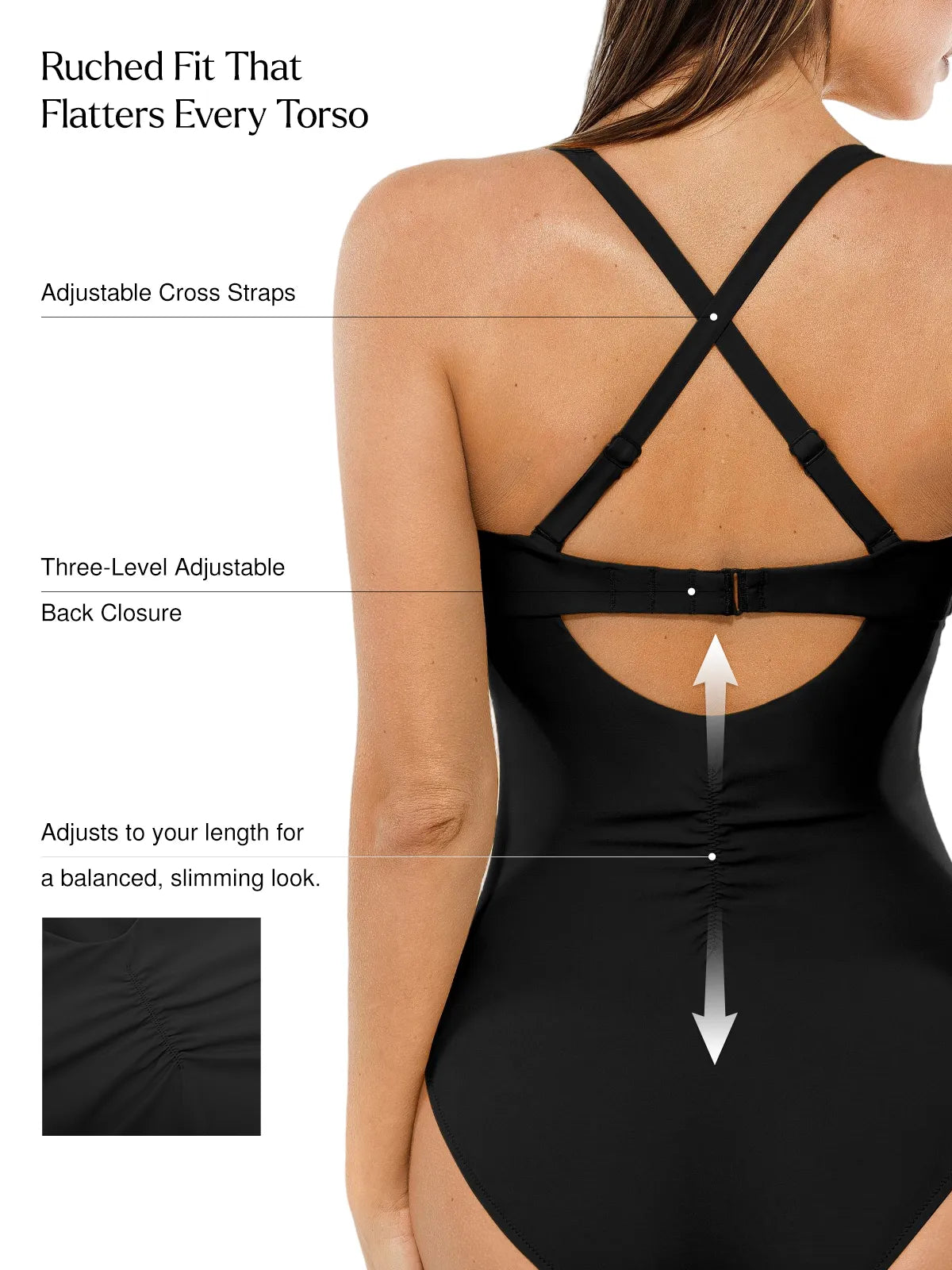AR UNIVERSAL Twist and Shirred Sculpting One-Piece Swimsuit with Removable Straps swimwear