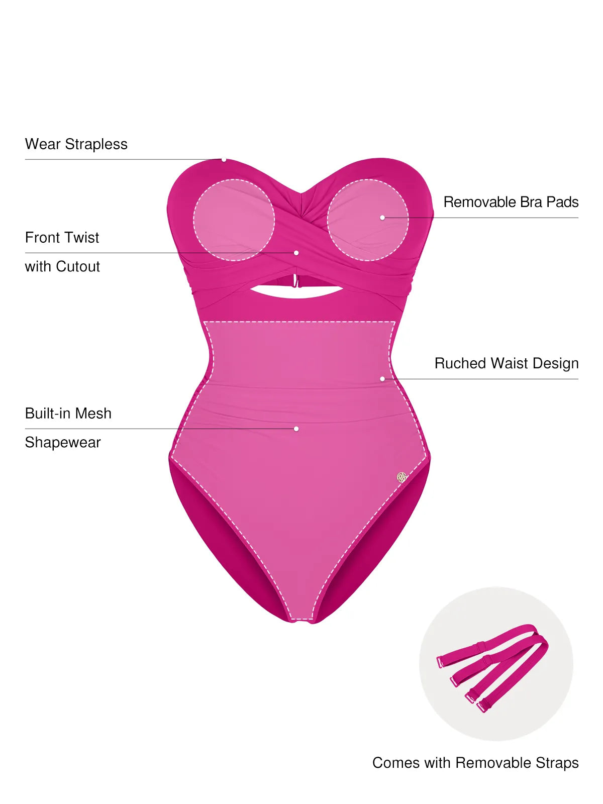 AR UNIVERSAL Twist and Shirred Sculpting One-Piece Swimsuit with Removable Straps swimwear