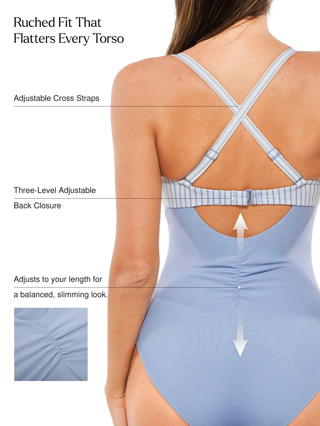 AR UNIVERSAL Twist and Shirred Sculpting One-Piece Swimsuit with Removable Straps swimwear