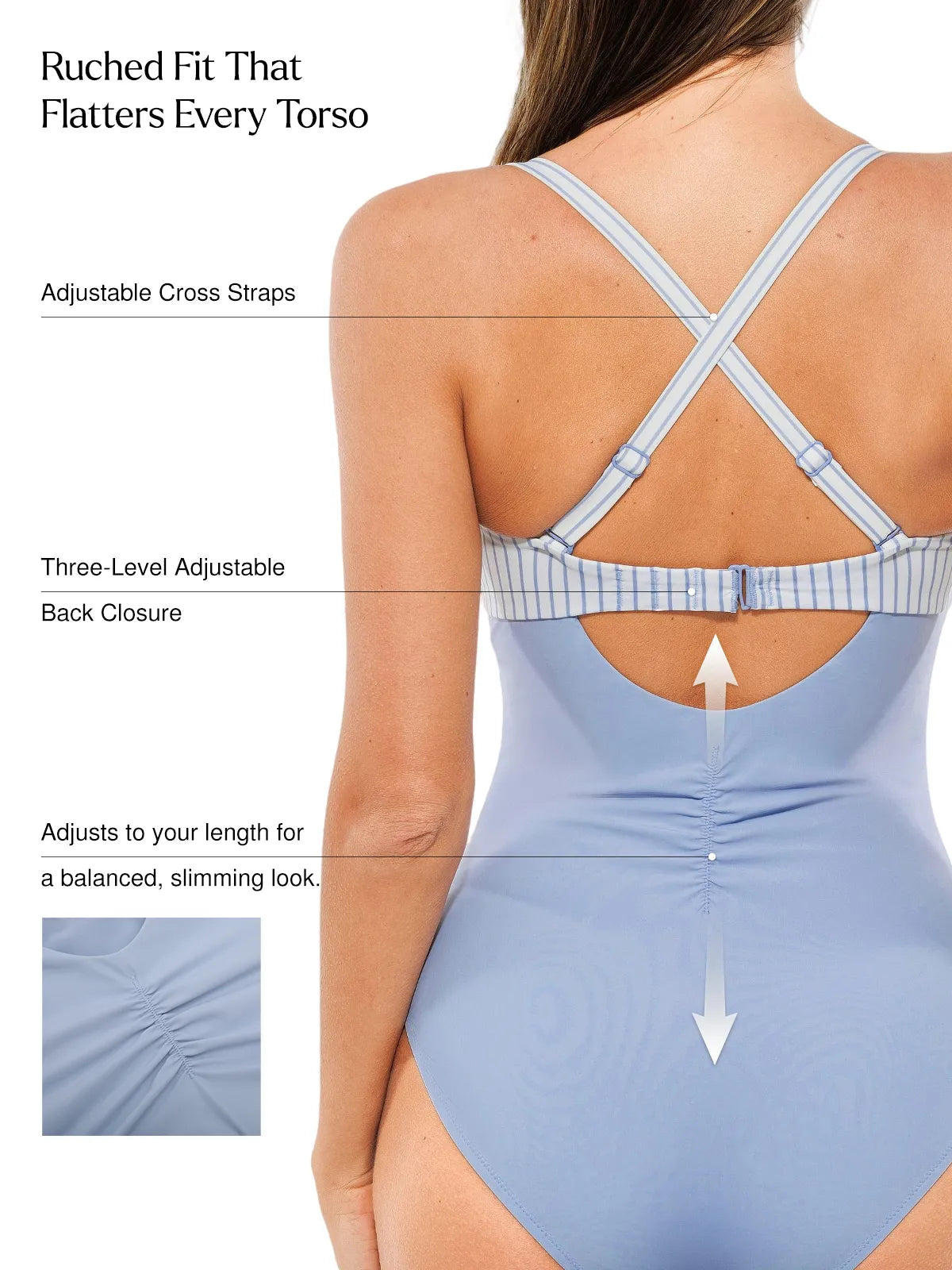 AR UNIVERSAL Twist and Shirred Sculpting One-Piece Swimsuit with Removable Straps swimwear