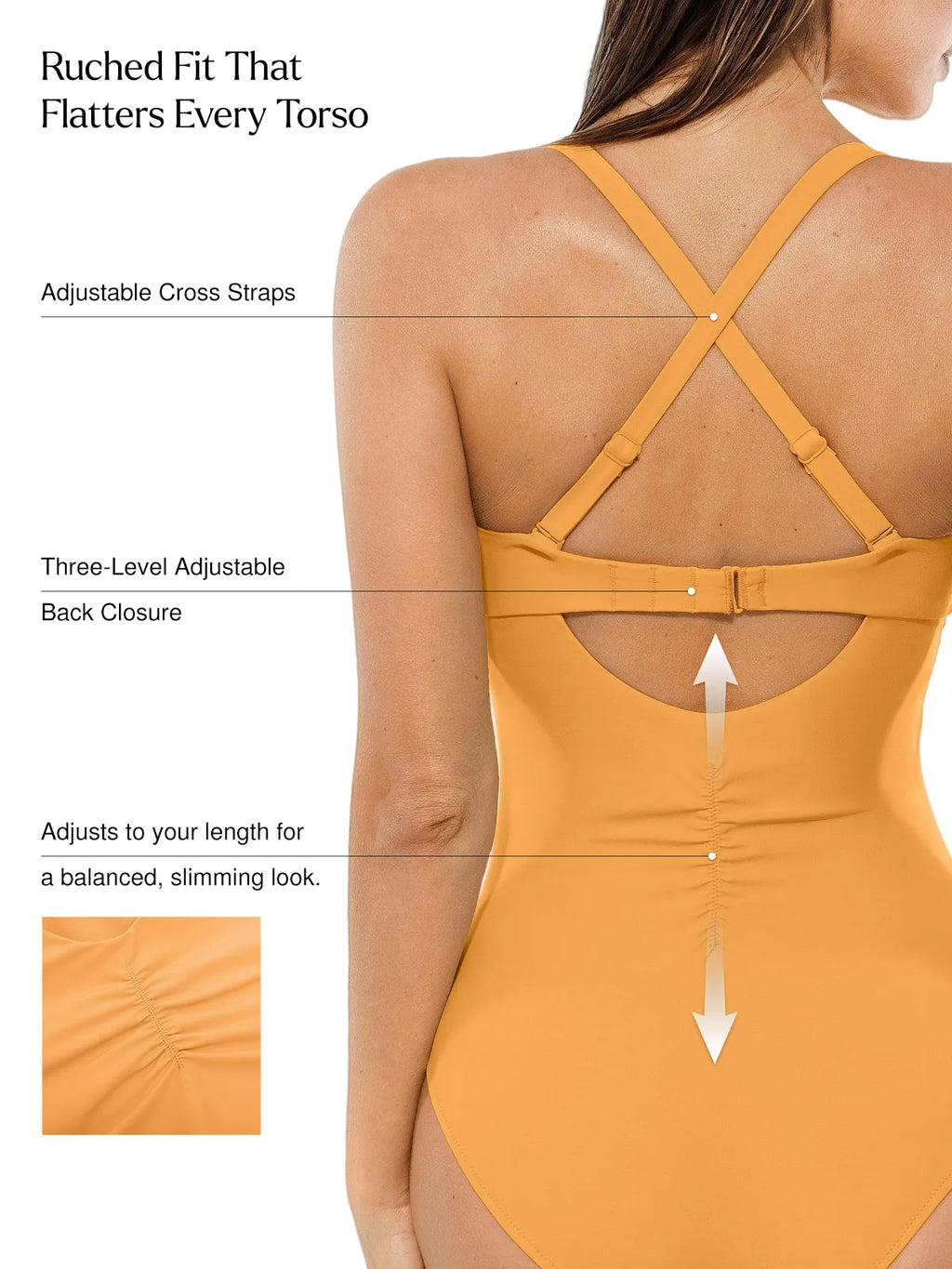AR UNIVERSAL Twist and Shirred Sculpting One-Piece Swimsuit with Removable Straps swimwear