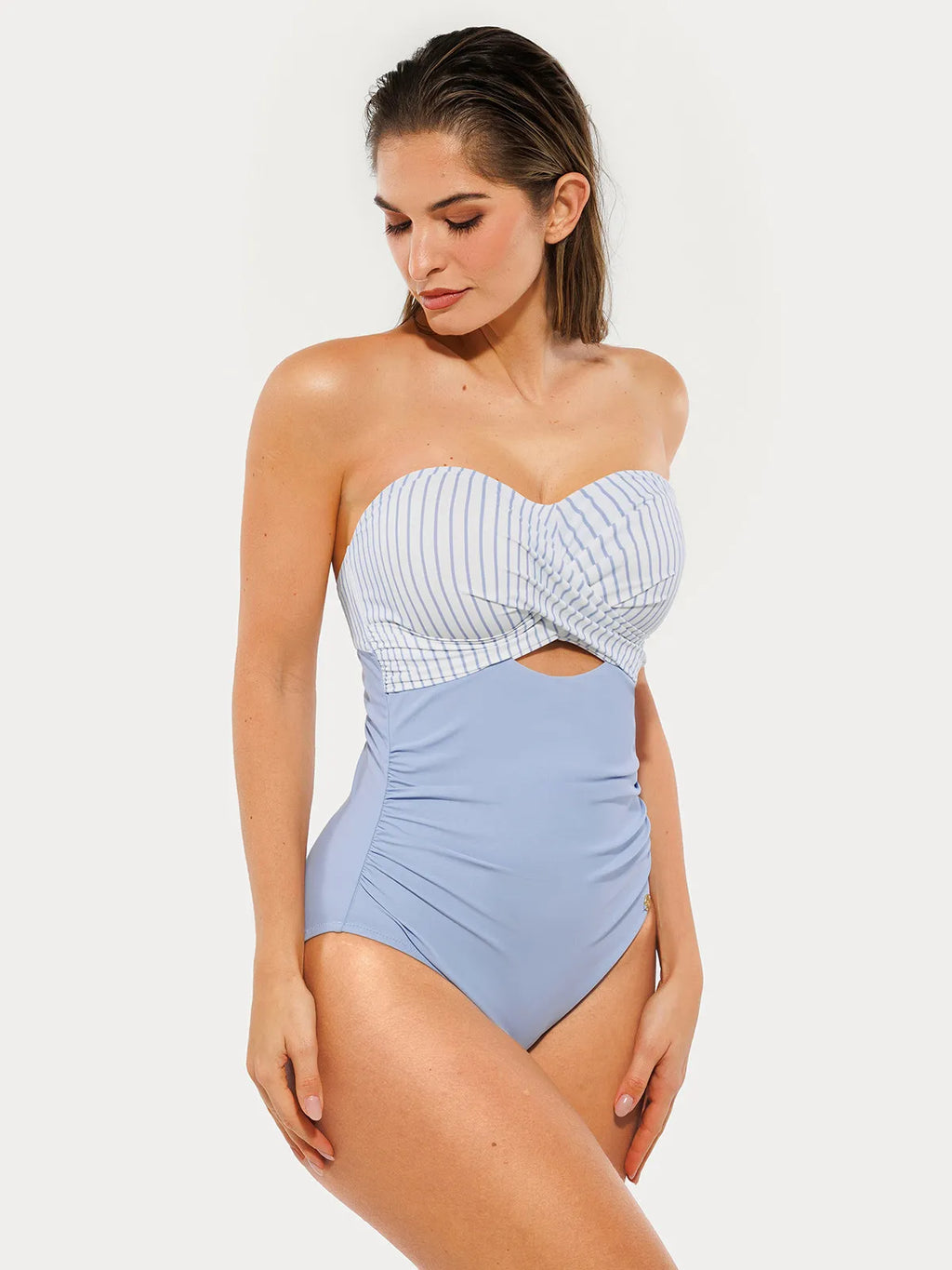 AR UNIVERSAL Twist and Shirred Sculpting One-Piece Swimsuit with Removable Straps swimwear