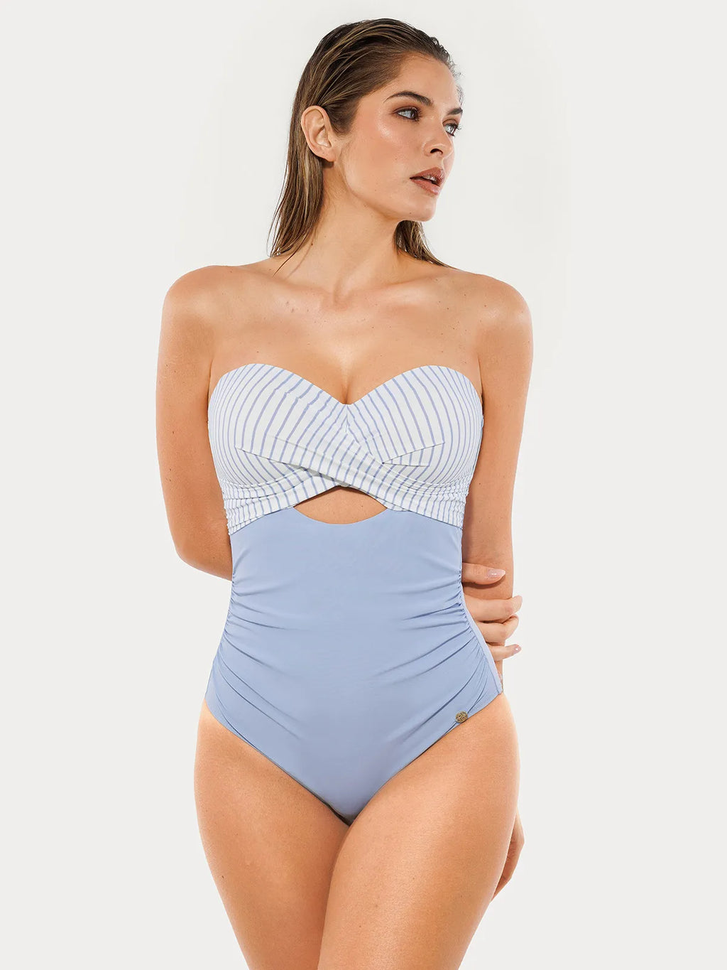 AR UNIVERSAL Twist and Shirred Sculpting One-Piece Swimsuit with Removable Straps swimwear