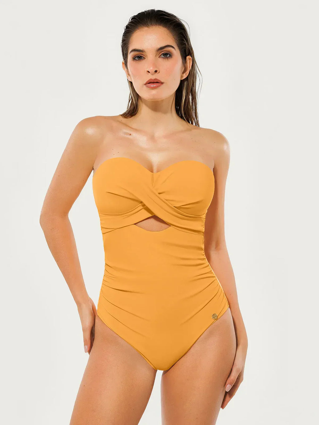 AR UNIVERSAL Twist and Shirred Sculpting One-Piece Swimsuit with Removable Straps swimwear