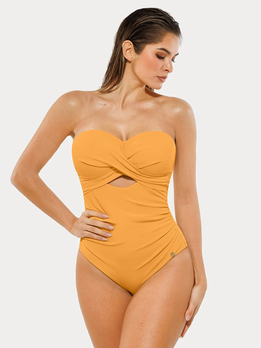 AR UNIVERSAL Twist and Shirred Sculpting One-Piece Swimsuit with Removable Straps swimwear