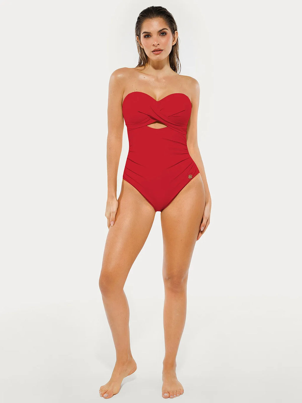 AR UNIVERSAL Twist and Shirred Sculpting One-Piece Swimsuit with Removable Straps swimwear