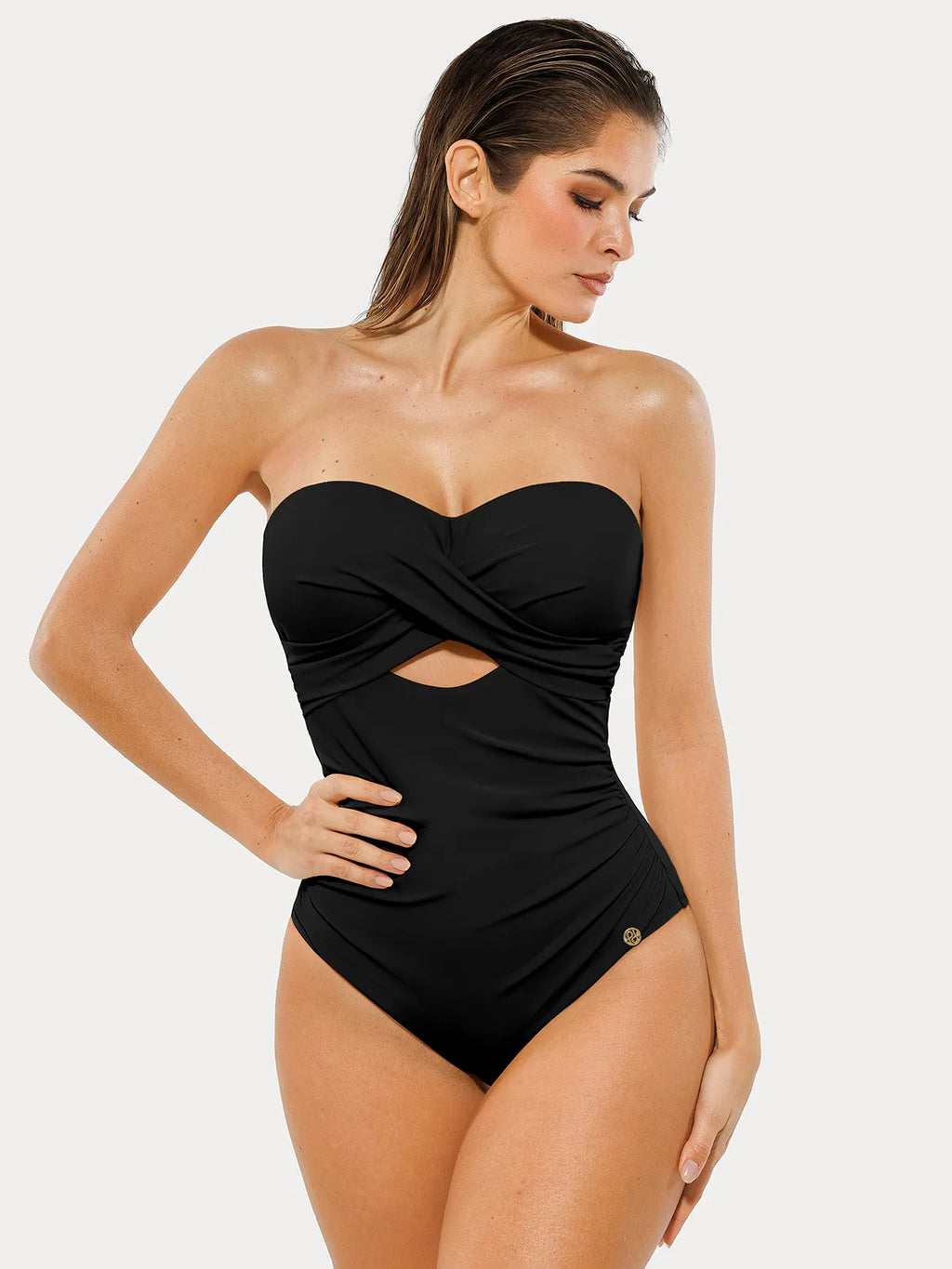 AR UNIVERSAL Twist and Shirred Sculpting One-Piece Swimsuit with Removable Straps swimwear