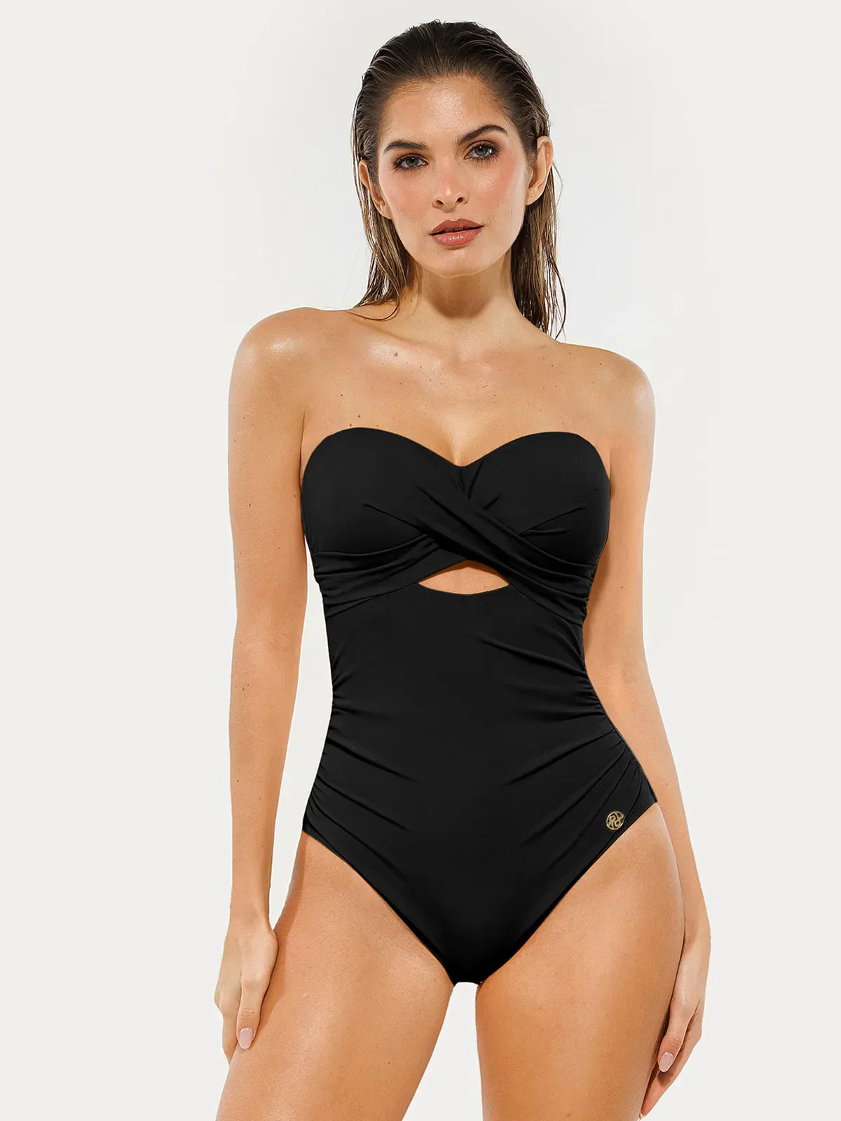 AR UNIVERSAL Twist and Shirred Sculpting One-Piece Swimsuit with Removable Straps swimwear