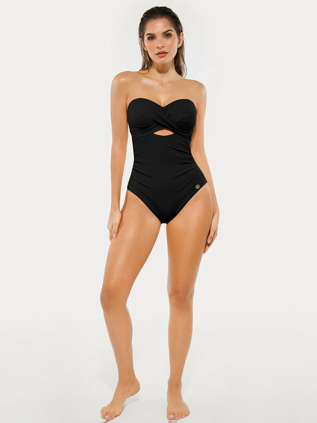 AR UNIVERSAL Twist and Shirred Sculpting One-Piece Swimsuit with Removable Straps swimwear