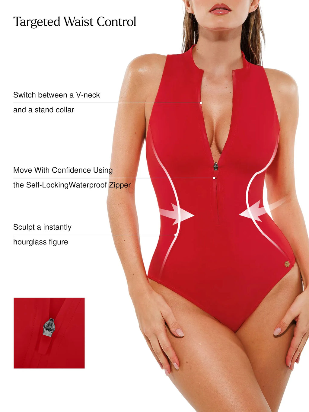AR UNIVERSAL Zip-Front Waist Shaping Swimsuit swimwear